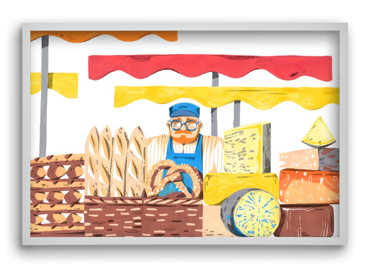 Cheese market, 60x40 cm (60x40 cm), Fehér keret