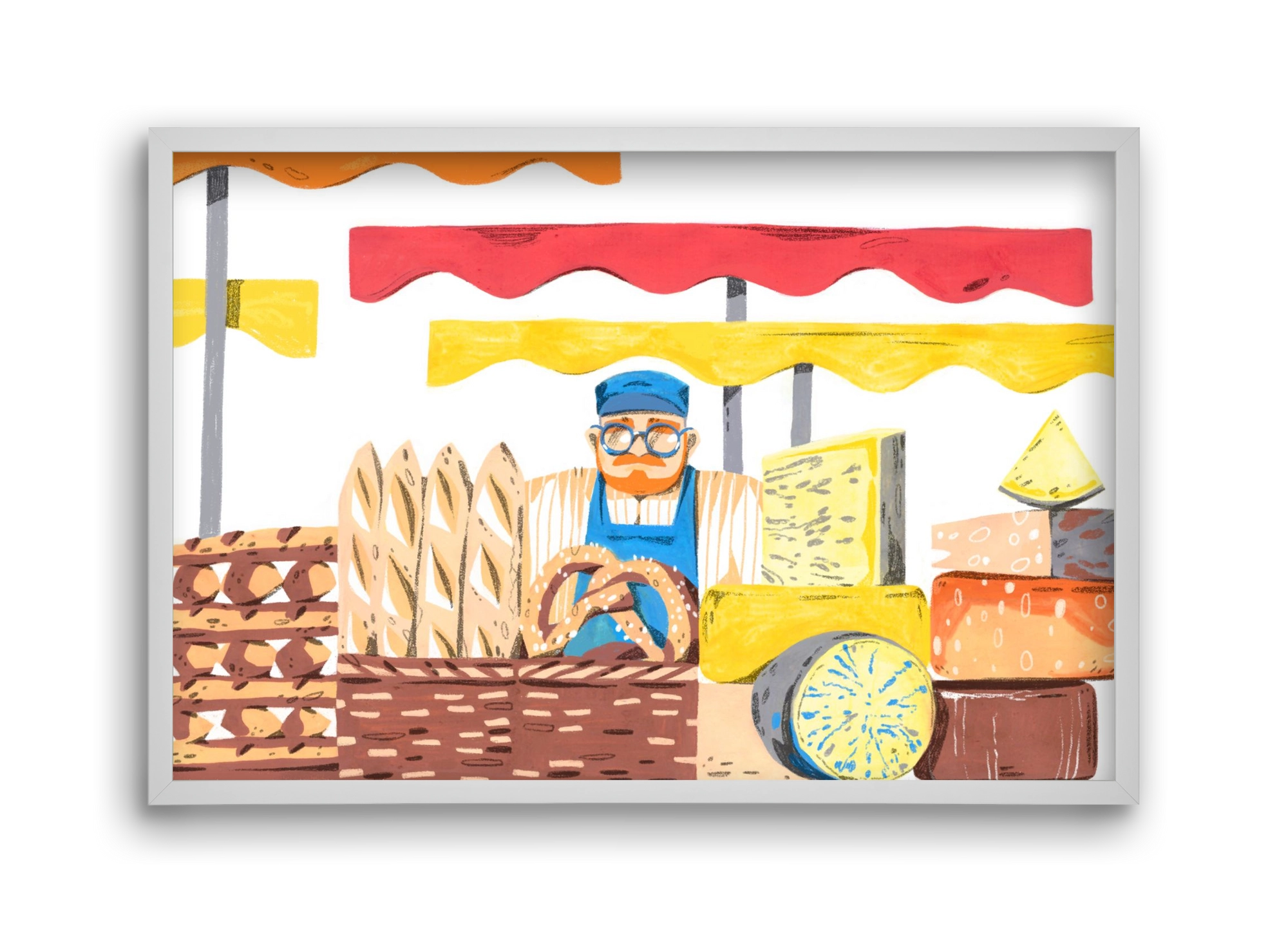 Cheese market, 45x30 cm (45x30 cm), Fehér keret