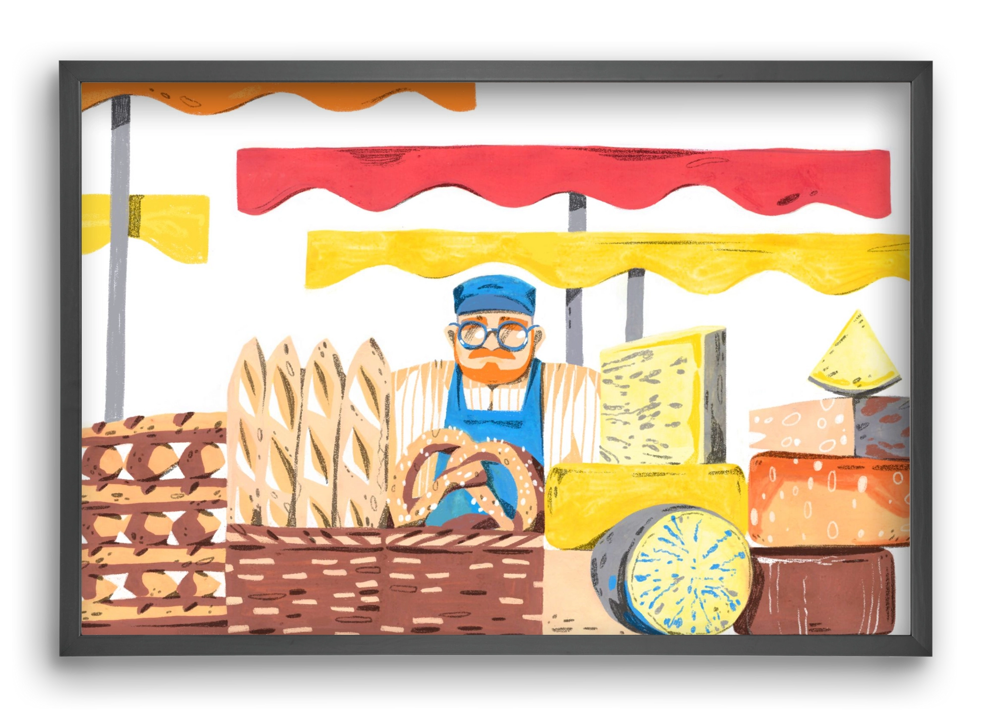 Cheese market, 60x40 cm (60x40 cm), Fekete keret