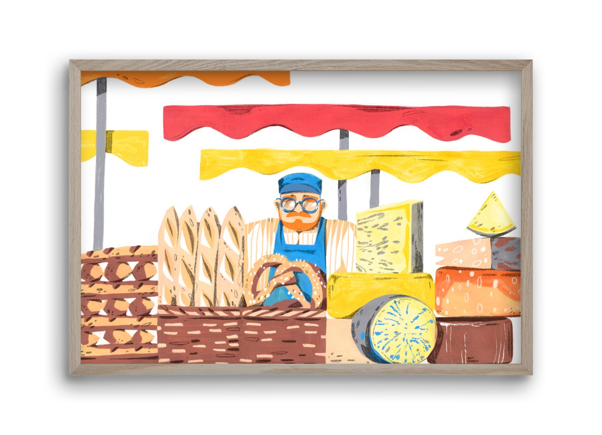 Cheese market, 45x30 cm (45x30 cm), Tölgy keret