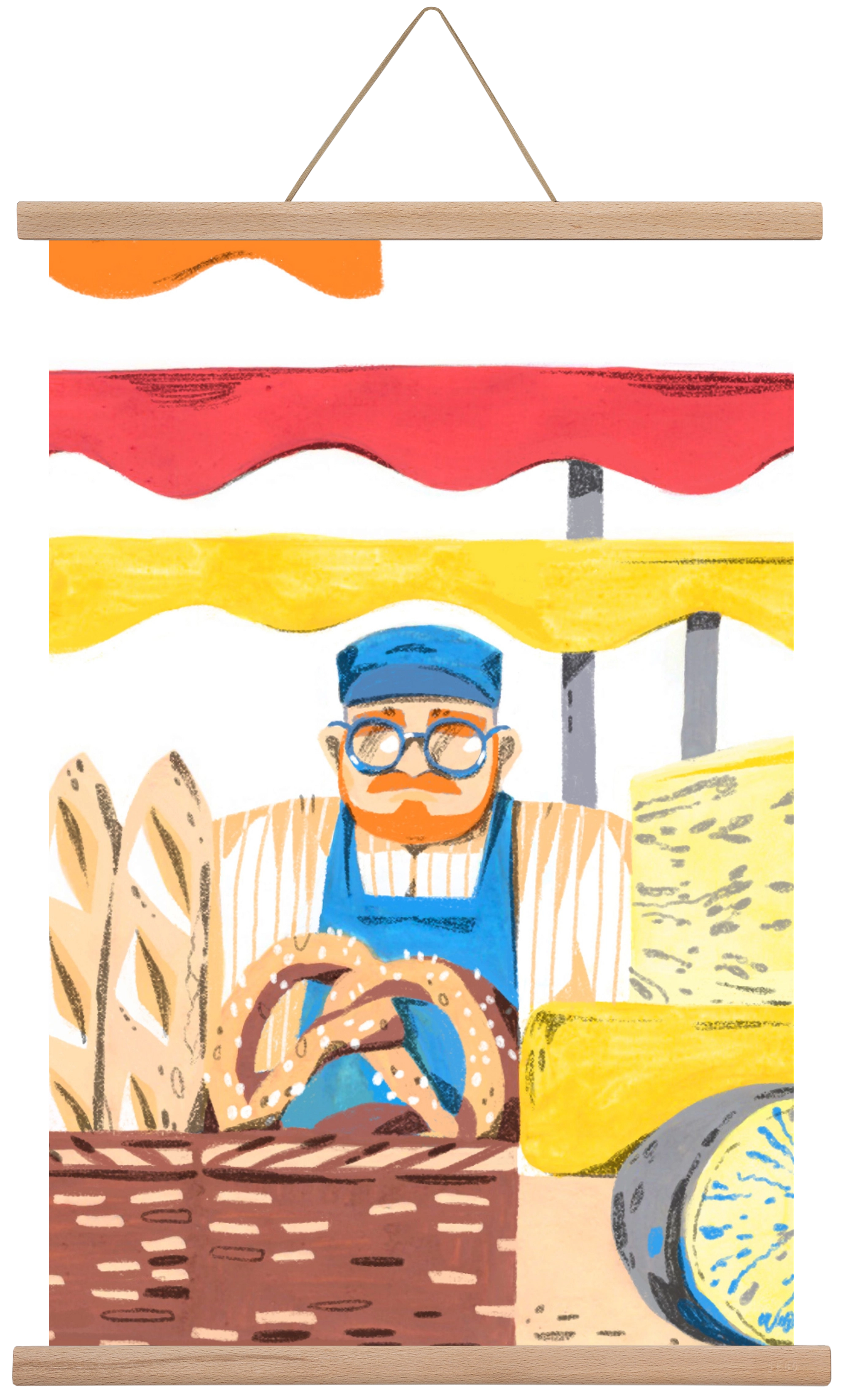 Cheese market, 60x40 cm (60x40 cm), Tölgy akasztó