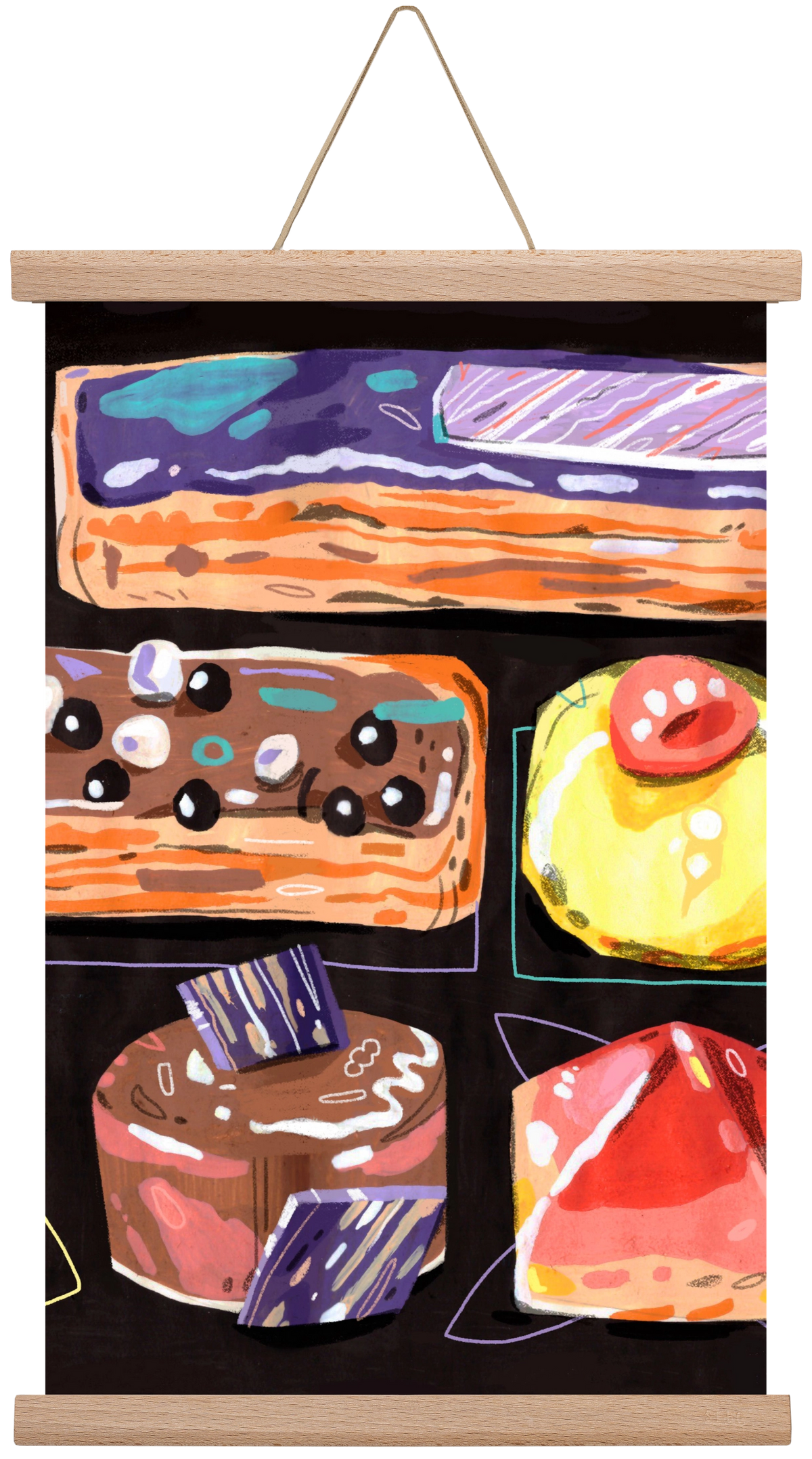 Cakes, 45x30 cm (45x30 cm), Tölgy akasztó