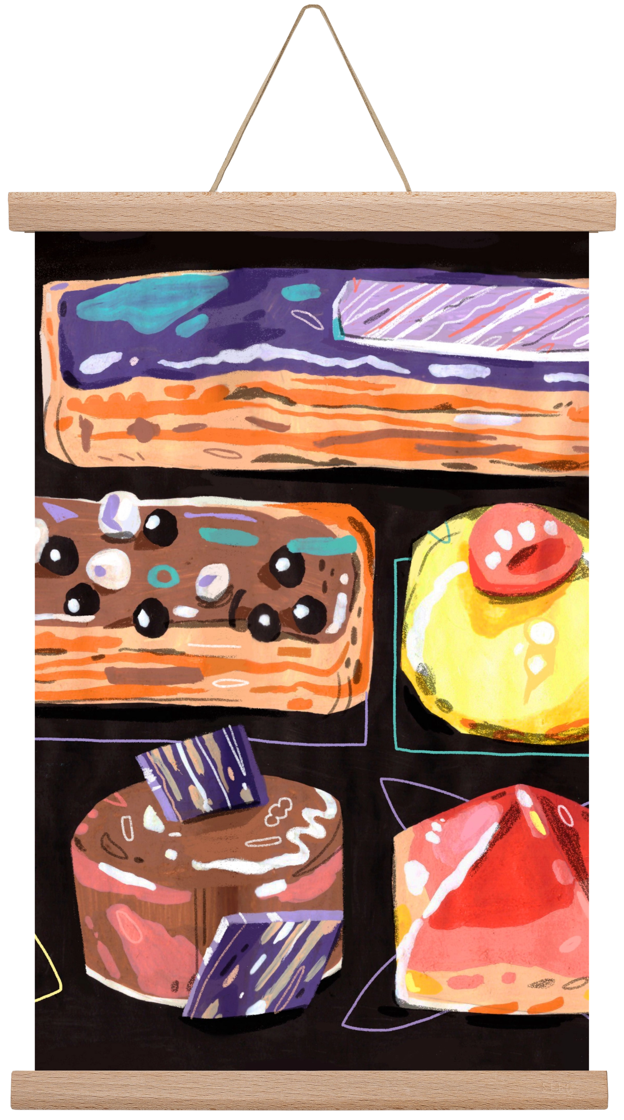 Cakes, 45x30 cm (45x30 cm), Tölgy akasztó