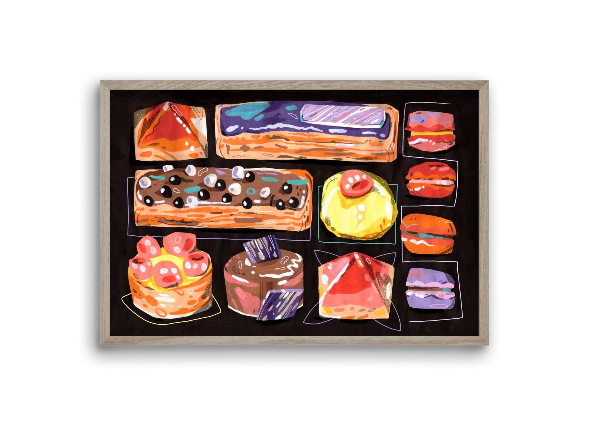 Cakes, 30x20 cm (30x20 cm), Tölgy keret