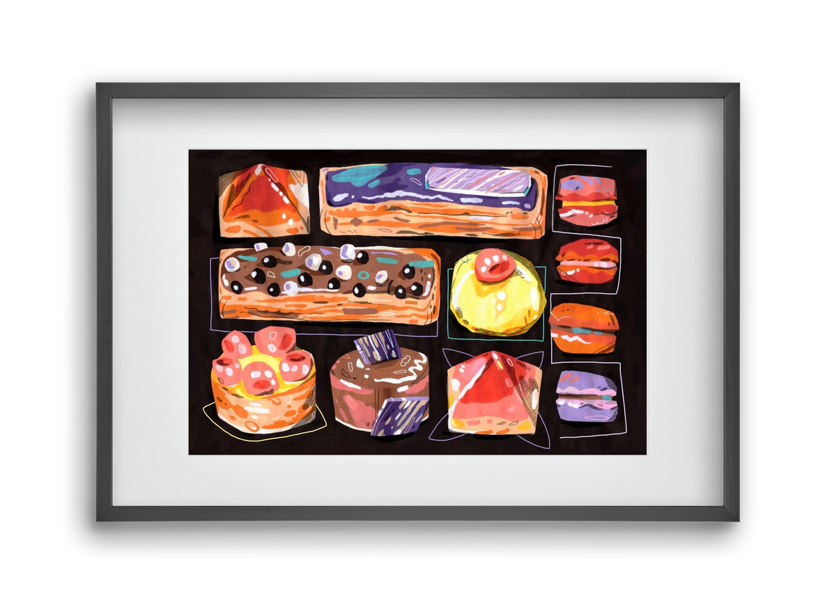 Cakes, 45x30 cm (30x20 cm), Fekete keret, paszpartuval