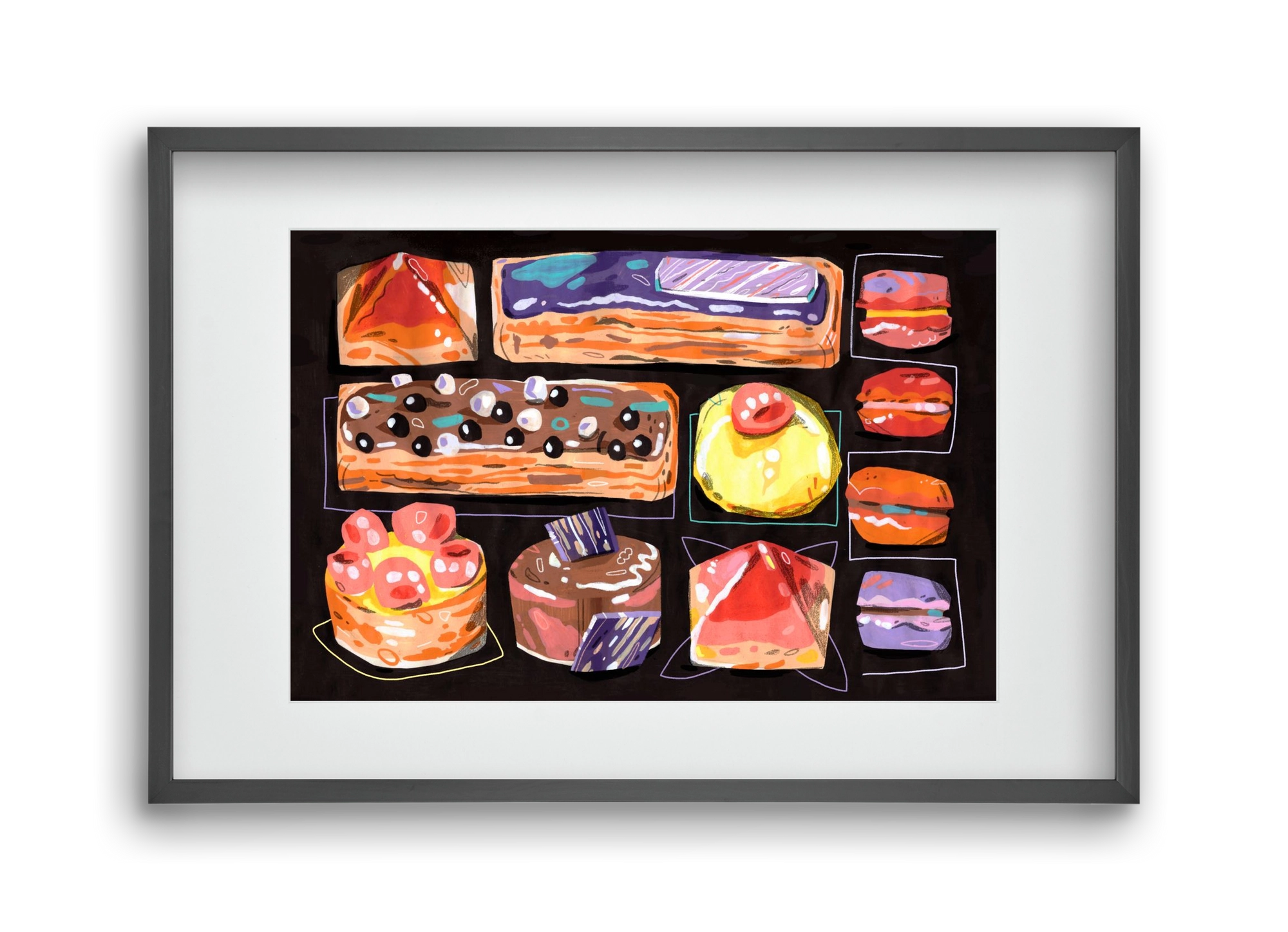 Cakes, 45x30 cm (30x20 cm), Fekete keret, paszpartuval