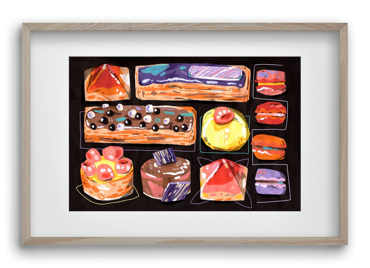 Cakes, 60x40 cm (45x30 cm), Tölgy keret, paszpartuval