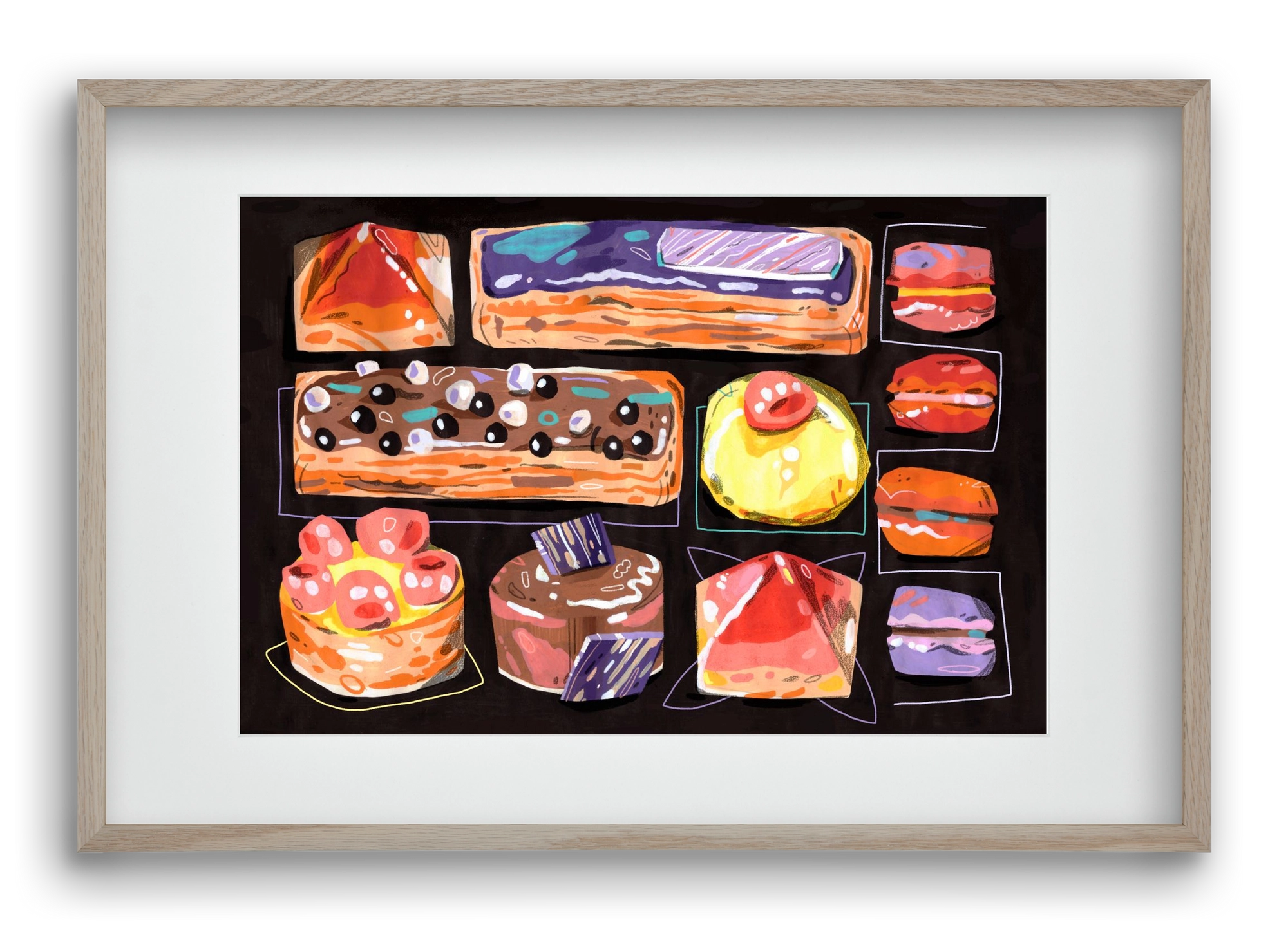 Cakes, 60x40 cm (45x30 cm), Tölgy keret, paszpartuval