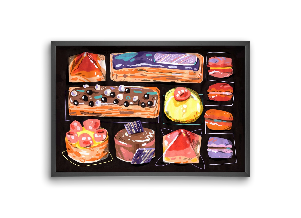 Cakes, 30x20 cm (30x20 cm), Fekete keret