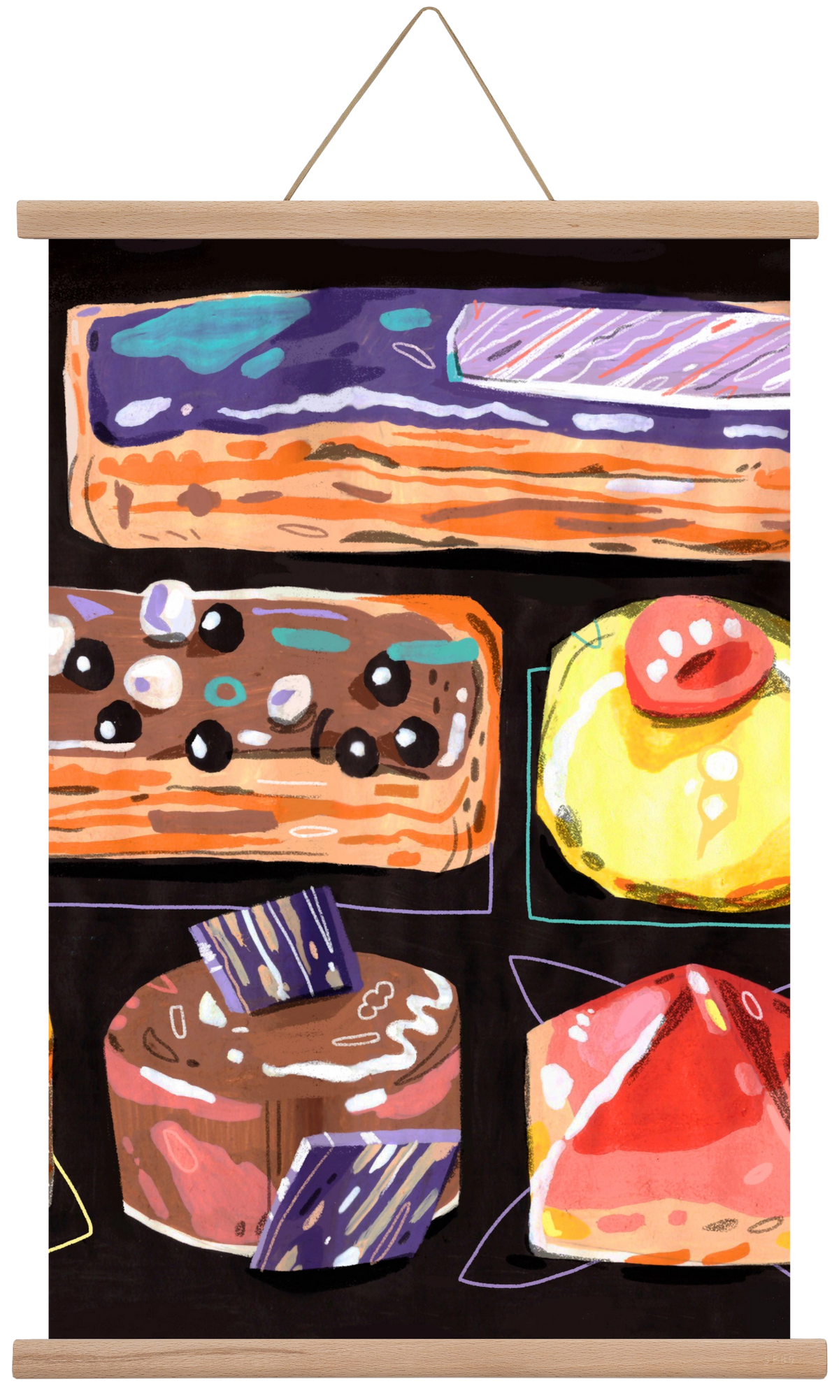 Cakes, 60x40 cm (60x40 cm), Tölgy akasztó