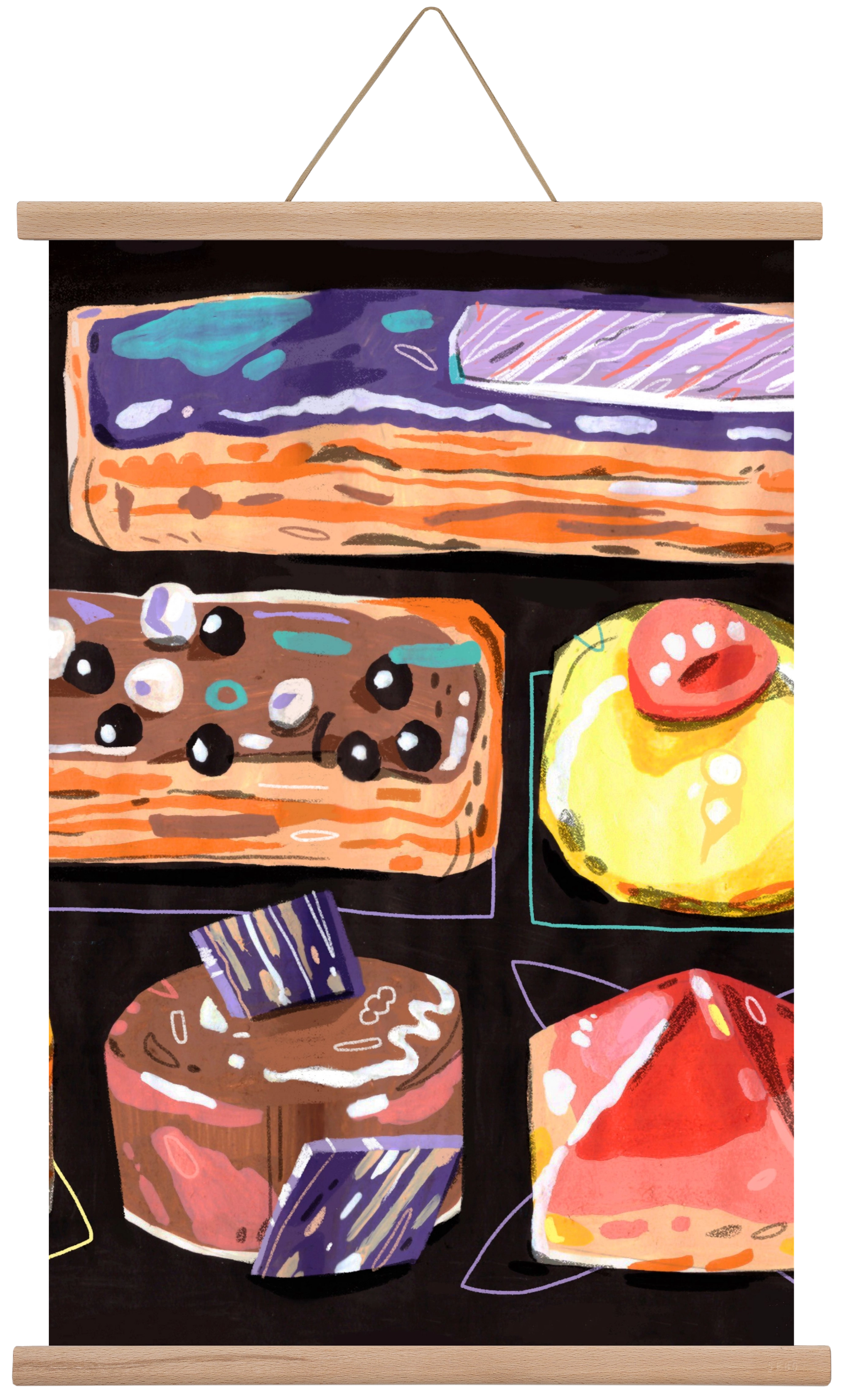 Cakes, 60x40 cm (60x40 cm), Tölgy akasztó