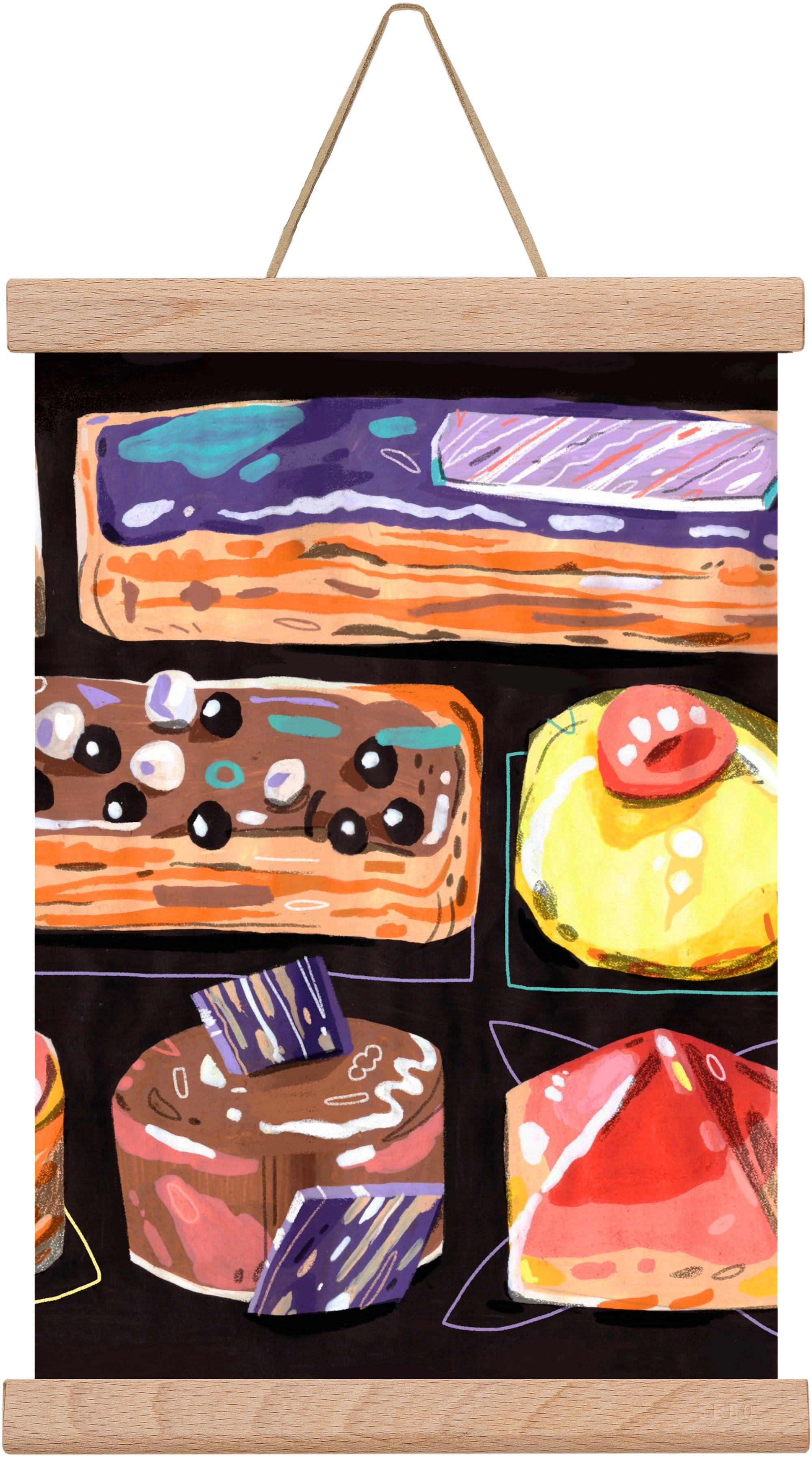 Cakes, 30x20 cm (30x20 cm), Tölgy akasztó
