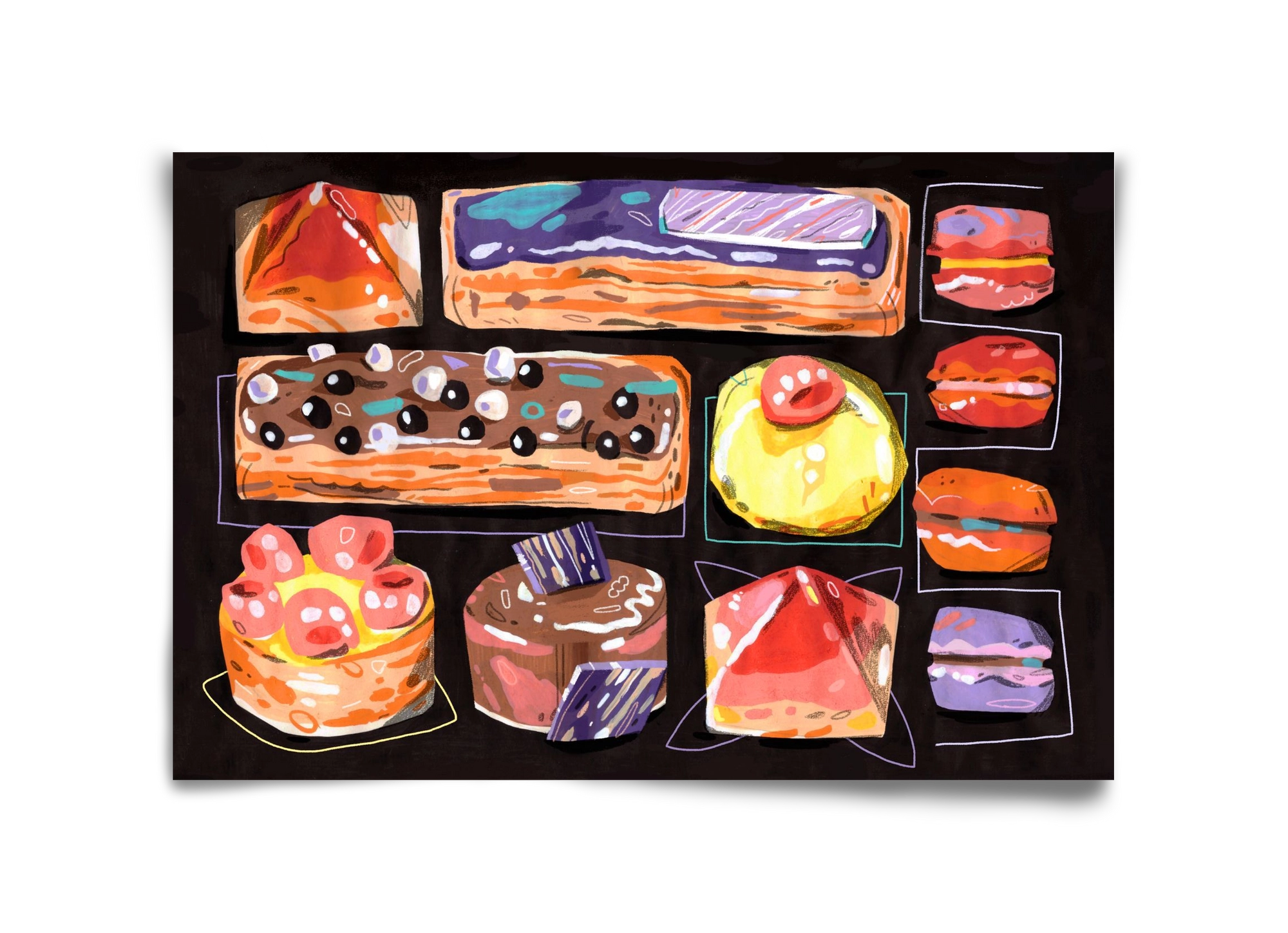 Cakes, 45x30 cm, Keret nélkül