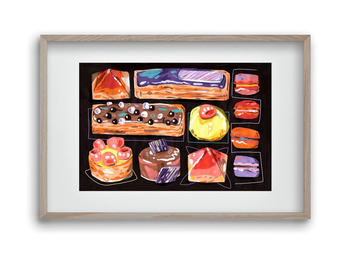 Cakes, 45x30 cm (30x20 cm), Tölgy keret, paszpartuval