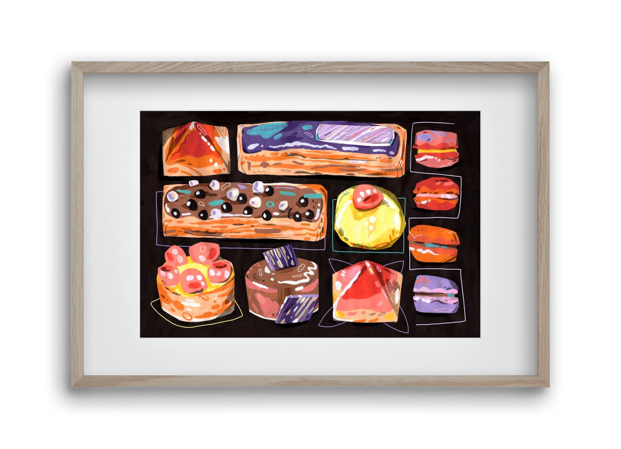 Cakes, 45x30 cm (30x20 cm), Tölgy keret, paszpartuval