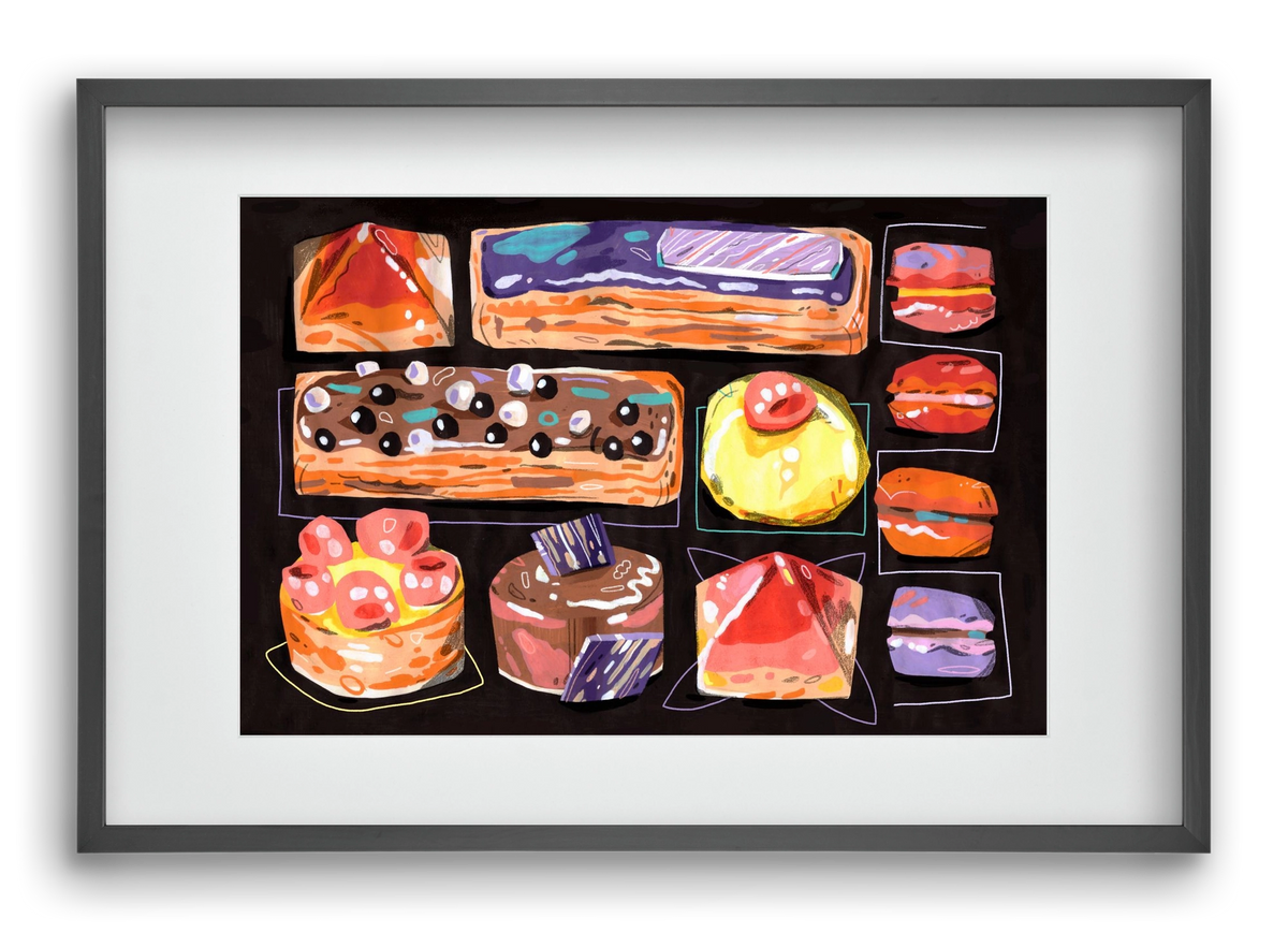 Cakes, 60x40 cm (45x30 cm), Fekete keret, paszpartuval