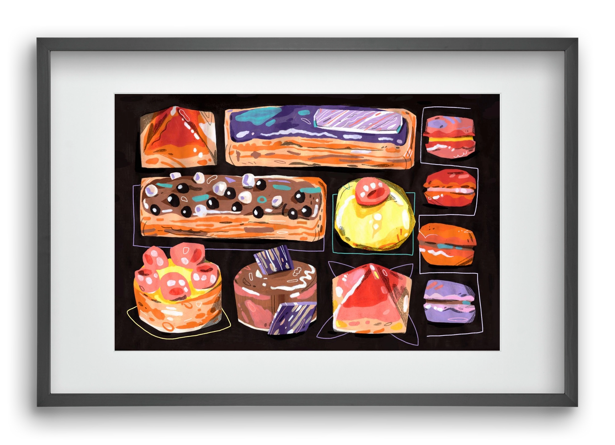 Cakes, 60x40 cm (45x30 cm), Fekete keret, paszpartuval