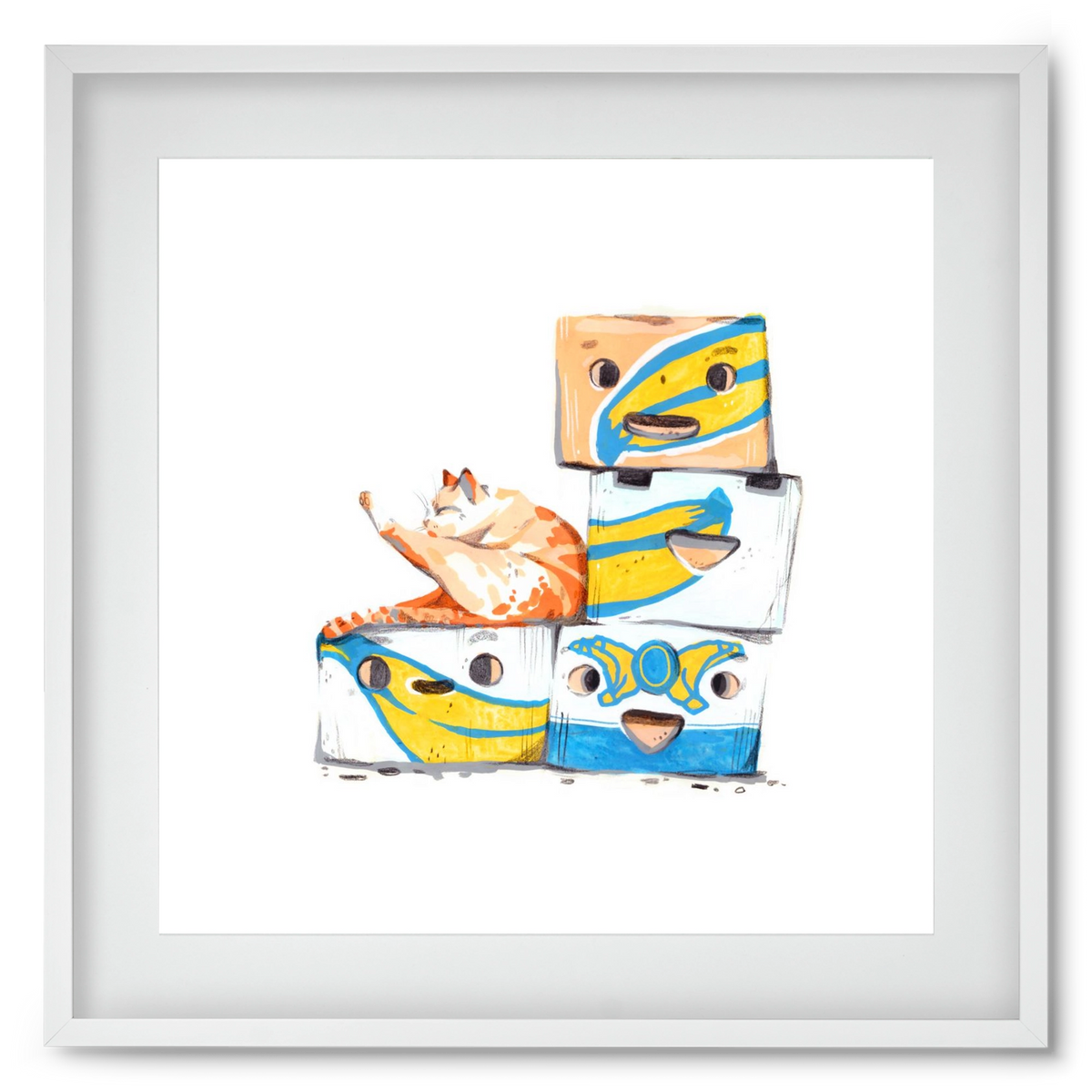 Banana boxes, 50x50 cm (40x40 cm), Fehér keret, paszpartuval