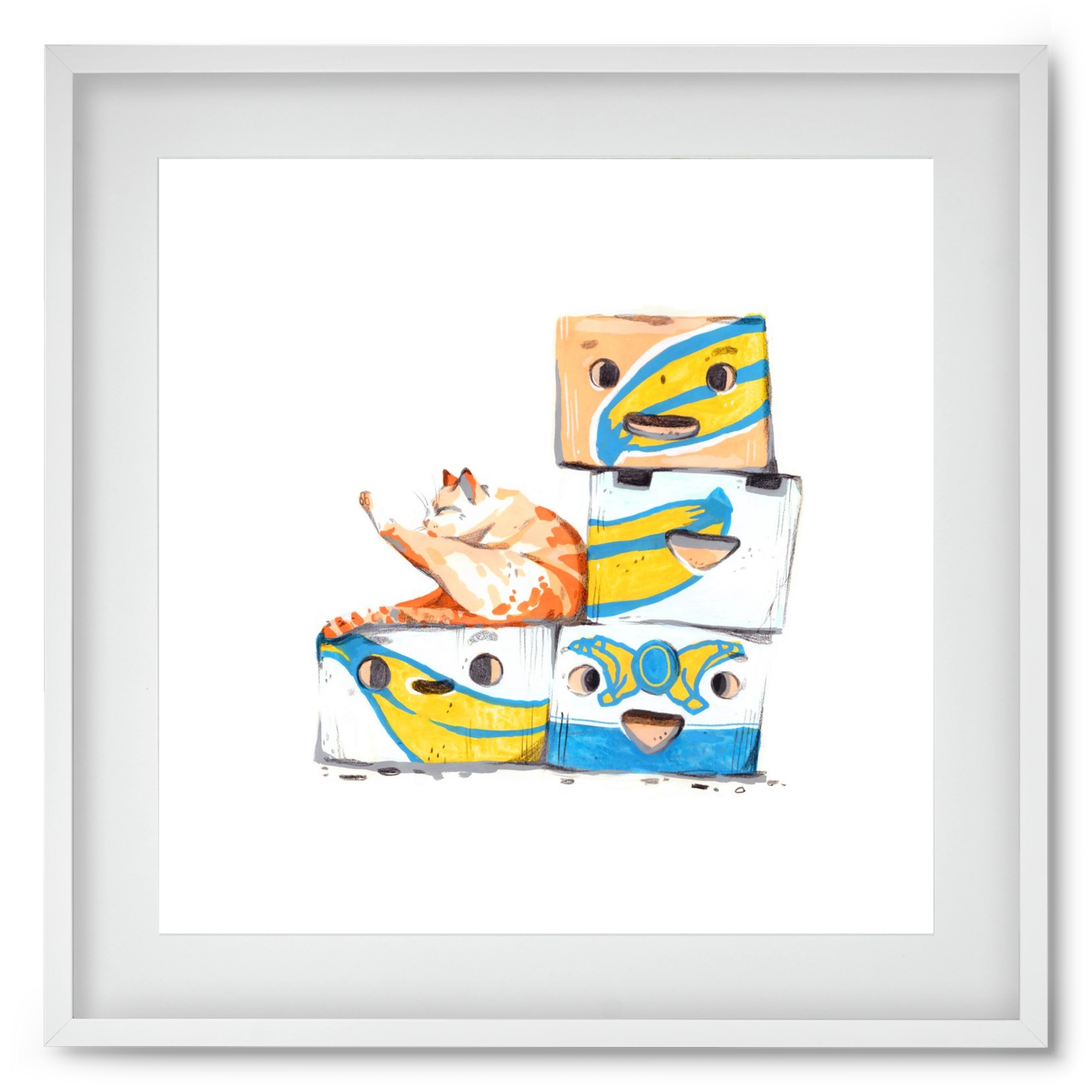 Banana boxes, 50x50 cm (40x40 cm), Fehér keret, paszpartuval