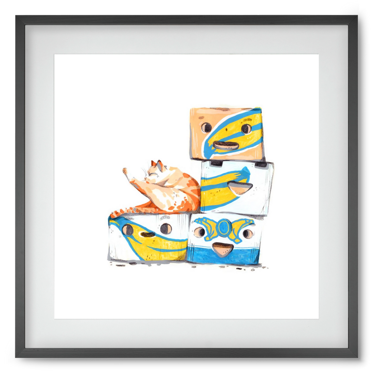 Banana boxes, 50x50 cm (40x40 cm), Fekete keret, paszpartuval