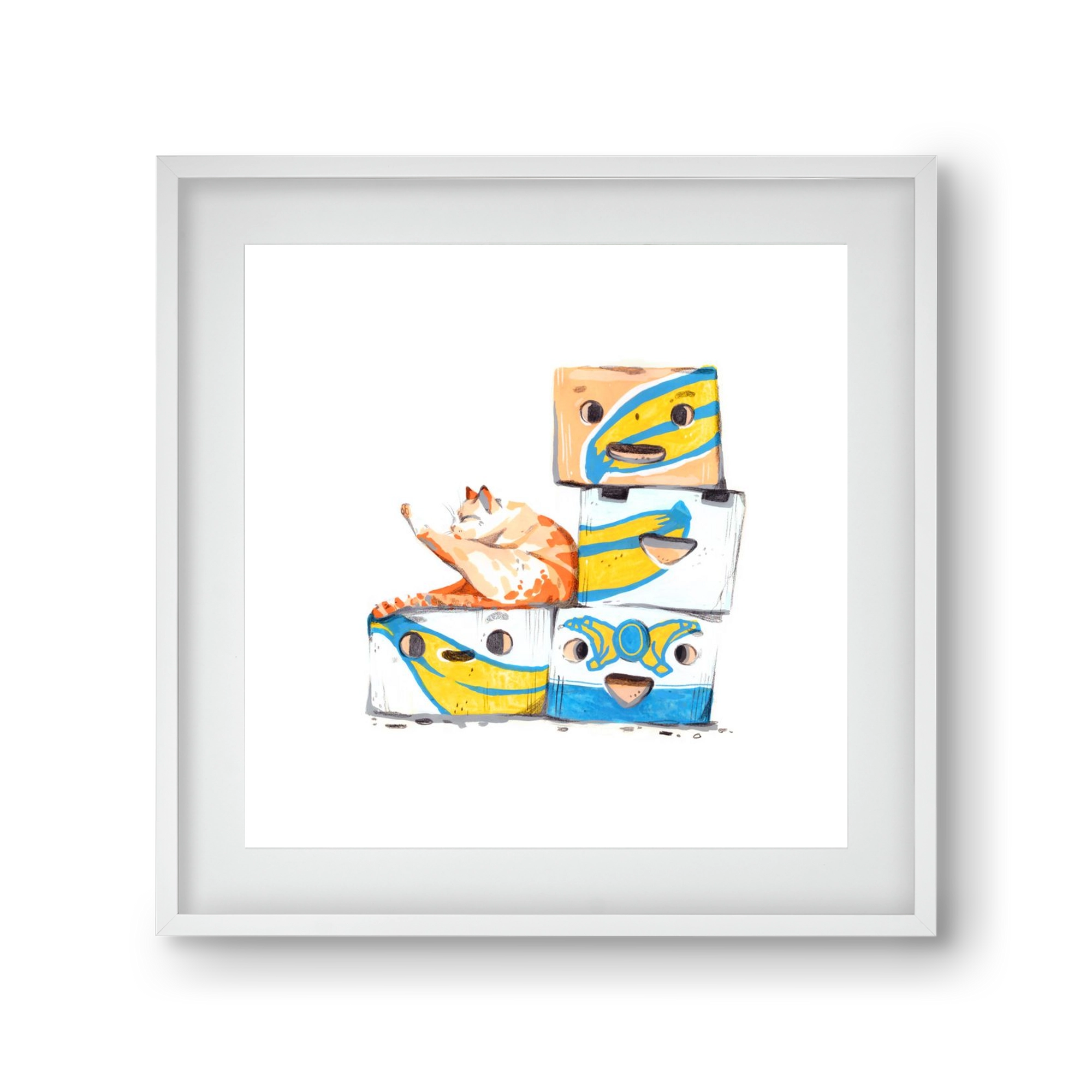 Banana boxes, 30x30 cm (20x20 cm), Fehér keret, paszpartuval