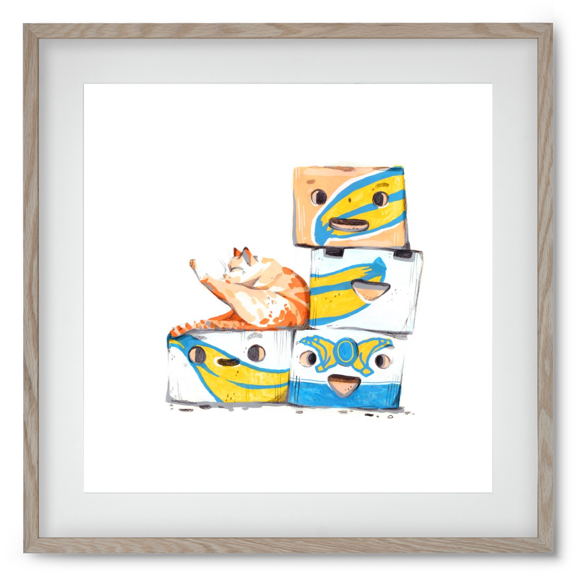 Banana boxes, 50x50 cm (40x40 cm), Tölgy keret, paszpartuval