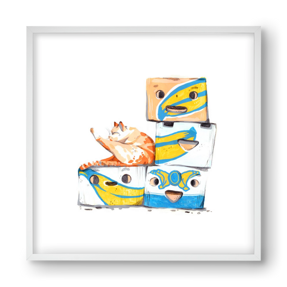 Banana boxes, 40x40 cm (40x40 cm), Fehér keret