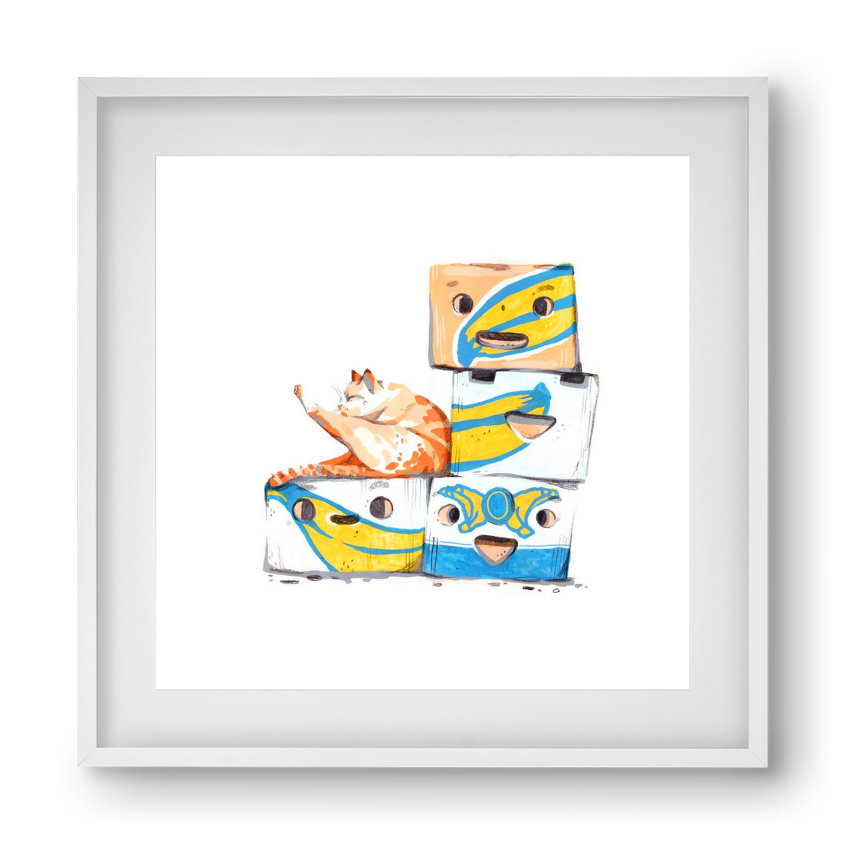 Banana boxes, 40x40 cm (30x30 cm), Fehér keret, paszpartuval