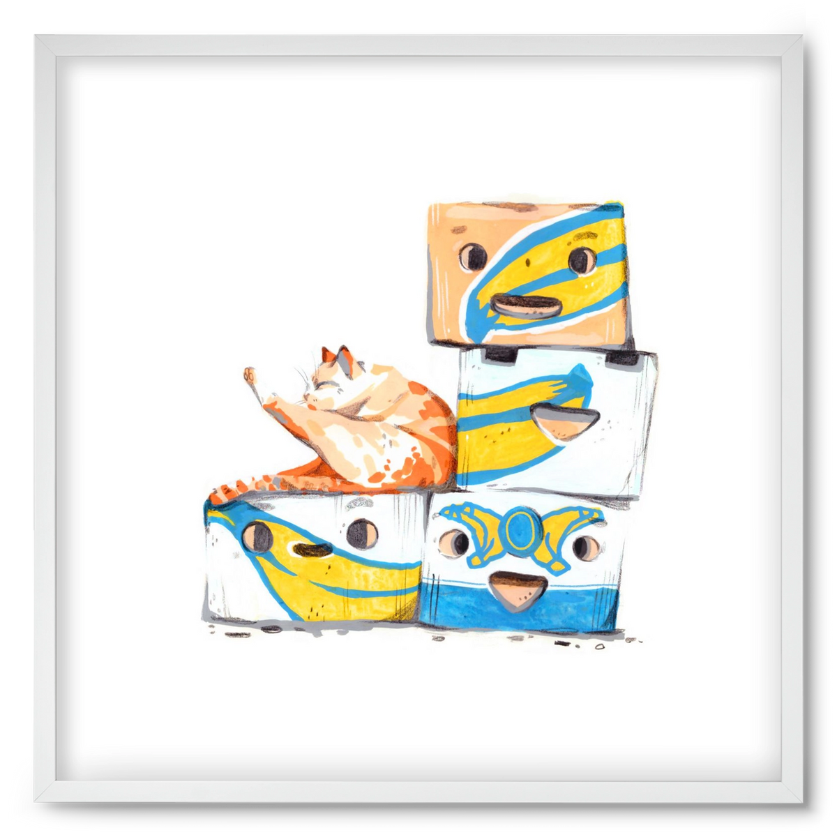 Banana boxes, 50x50 cm (50x50 cm), Fehér keret