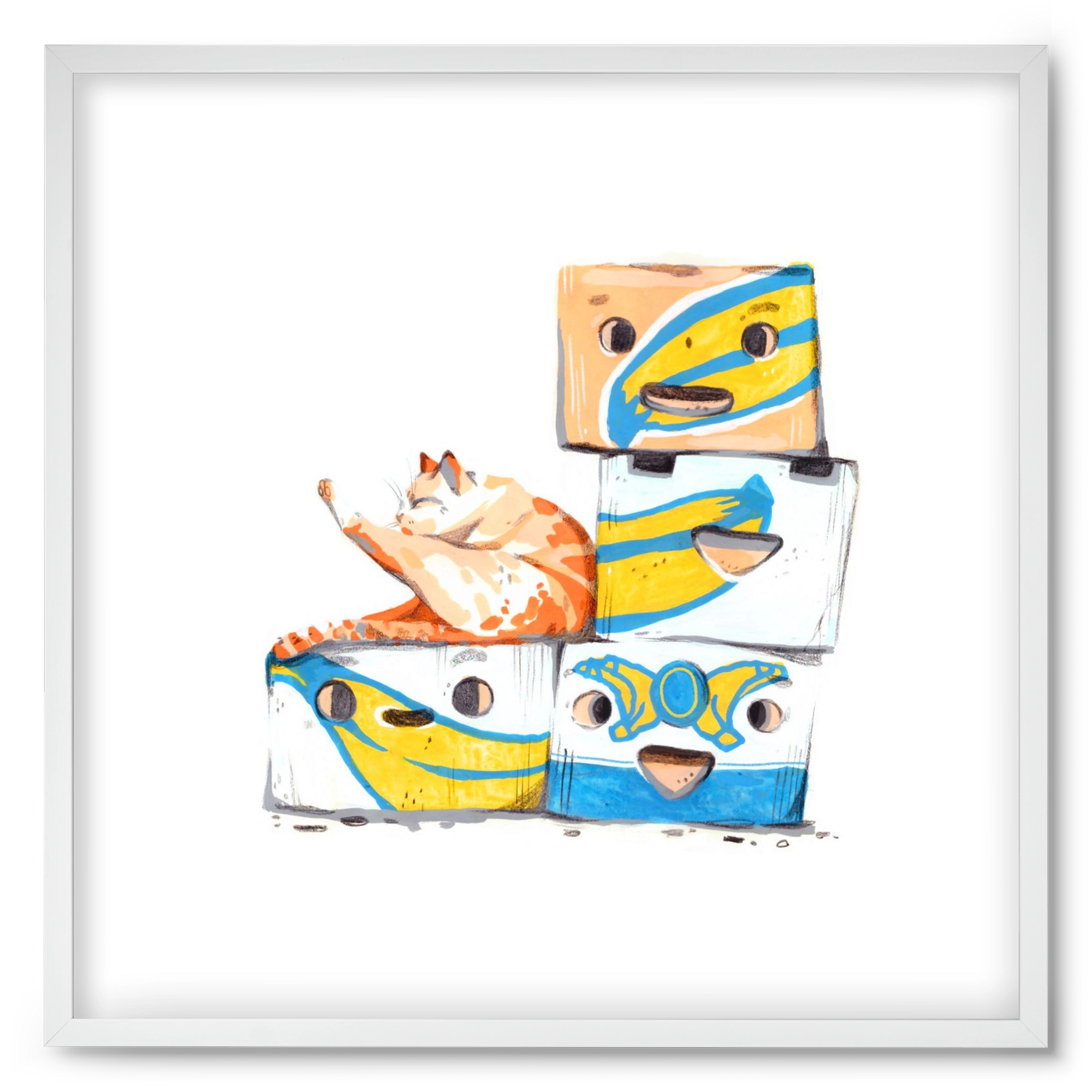 Banana boxes, 50x50 cm (50x50 cm), Fehér keret