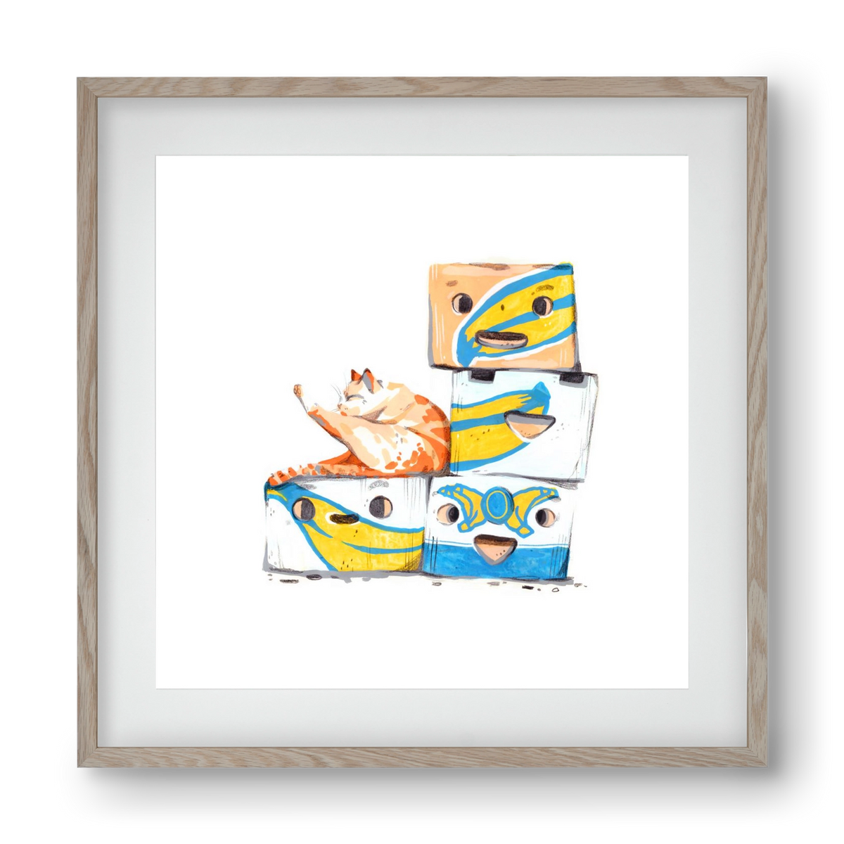 Banana boxes, 40x40 cm (30x30 cm), Tölgy keret, paszpartuval