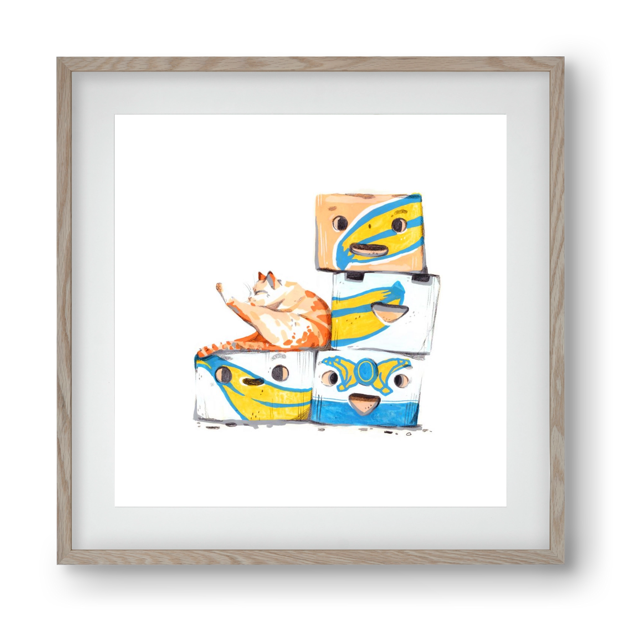 Banana boxes, 40x40 cm (30x30 cm), Tölgy keret, paszpartuval