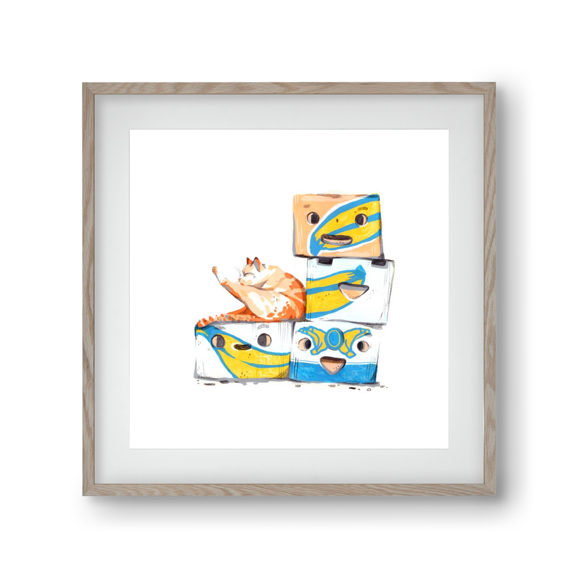 Banana boxes, 30x30 cm (20x20 cm), Tölgy keret, paszpartuval