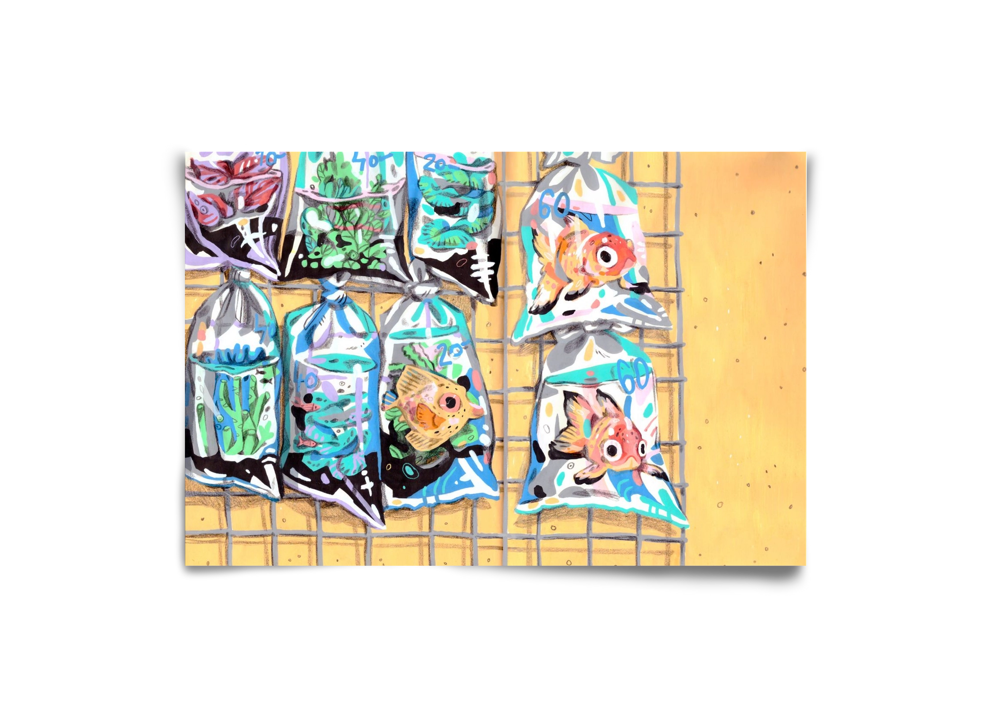 Goldfish market, 30x20 cm, Keret nélkül