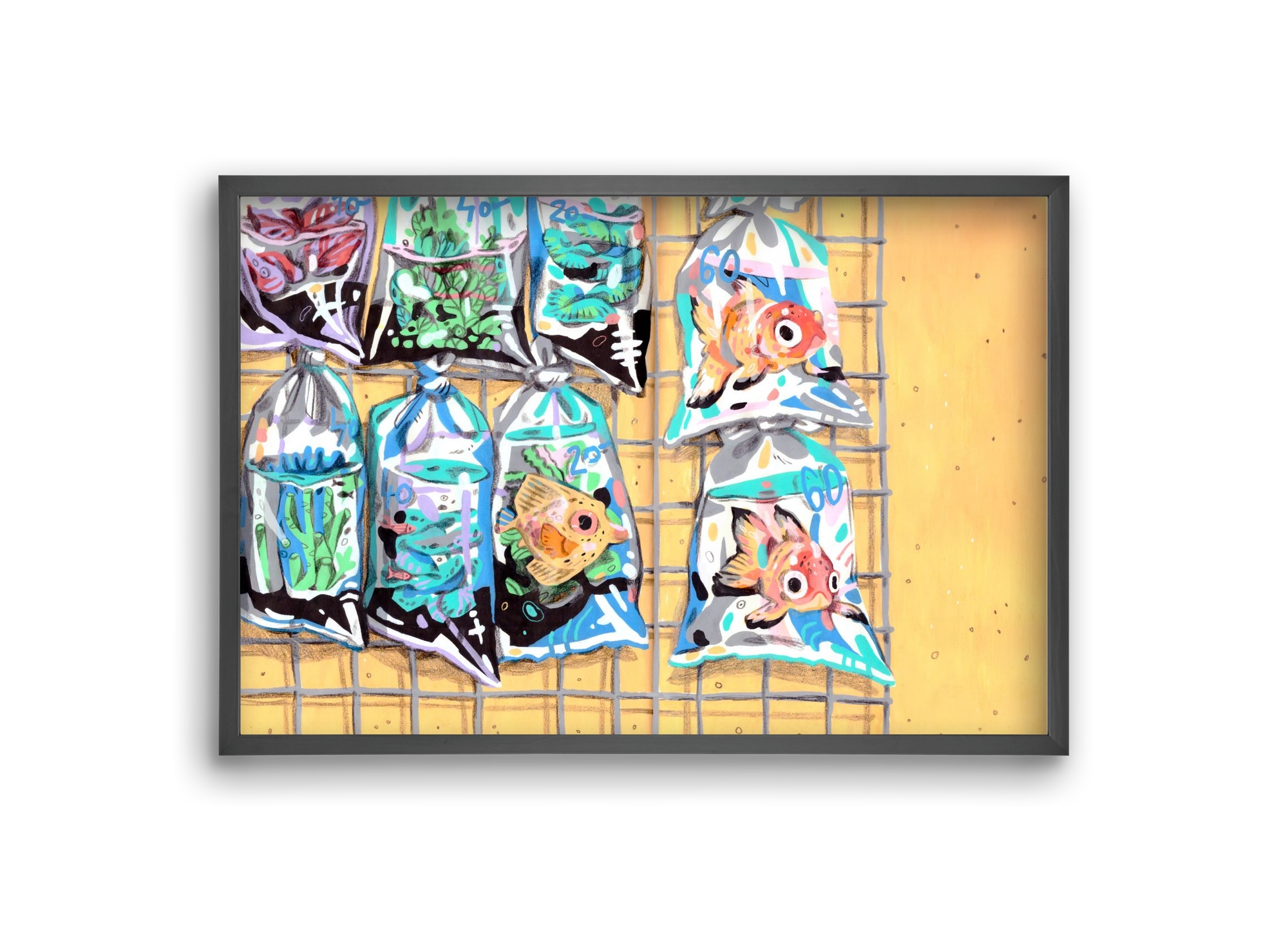 Goldfish market, 30x20 cm (30x20 cm), Fekete keret