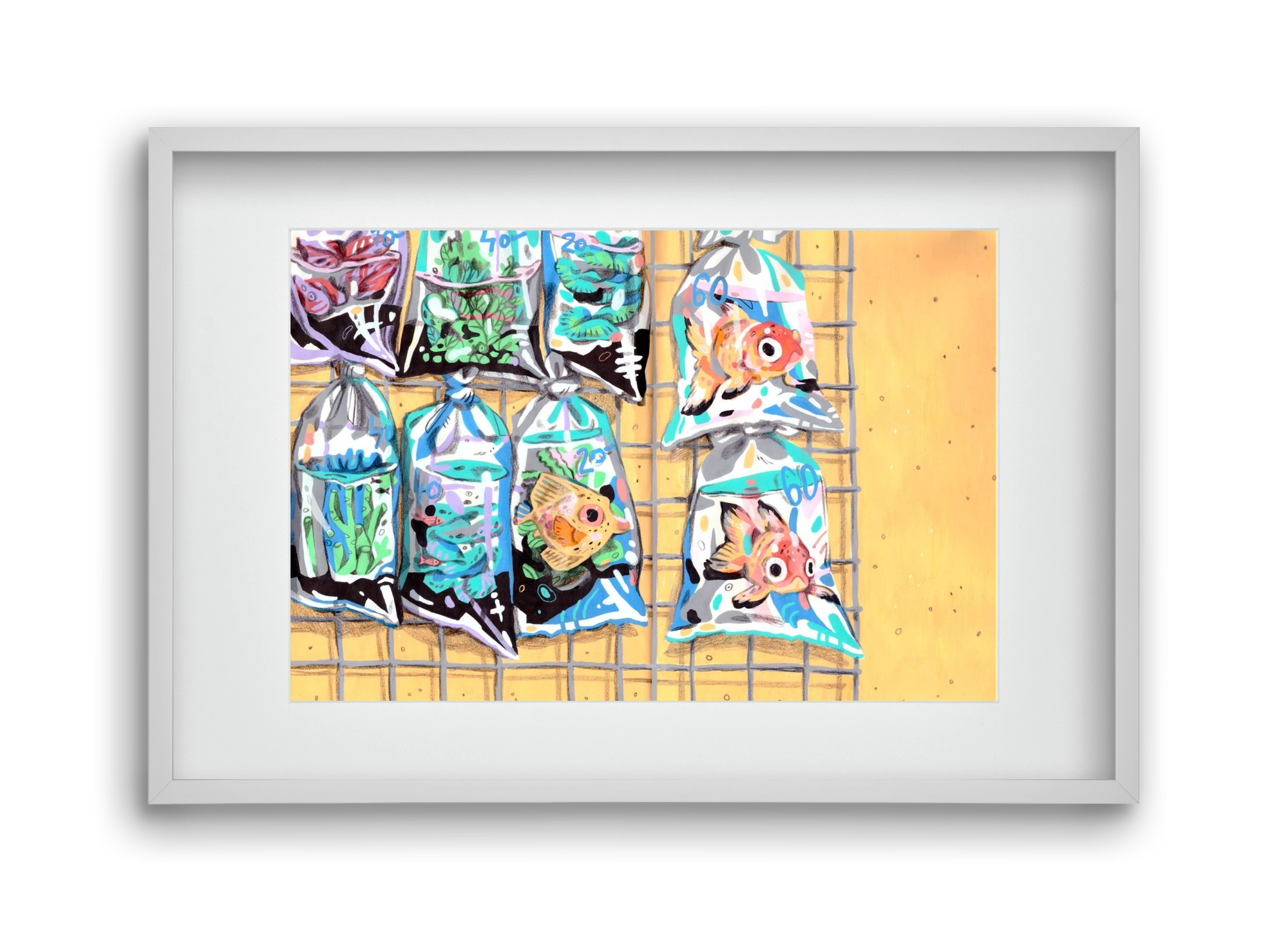 Goldfish market, 45x30 cm (30x20 cm), Fehér keret, paszpartuval