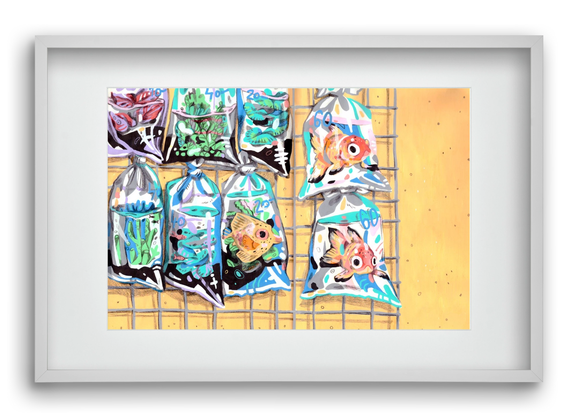 Goldfish market, 60x40 cm (45x30 cm), Fehér keret, paszpartuval