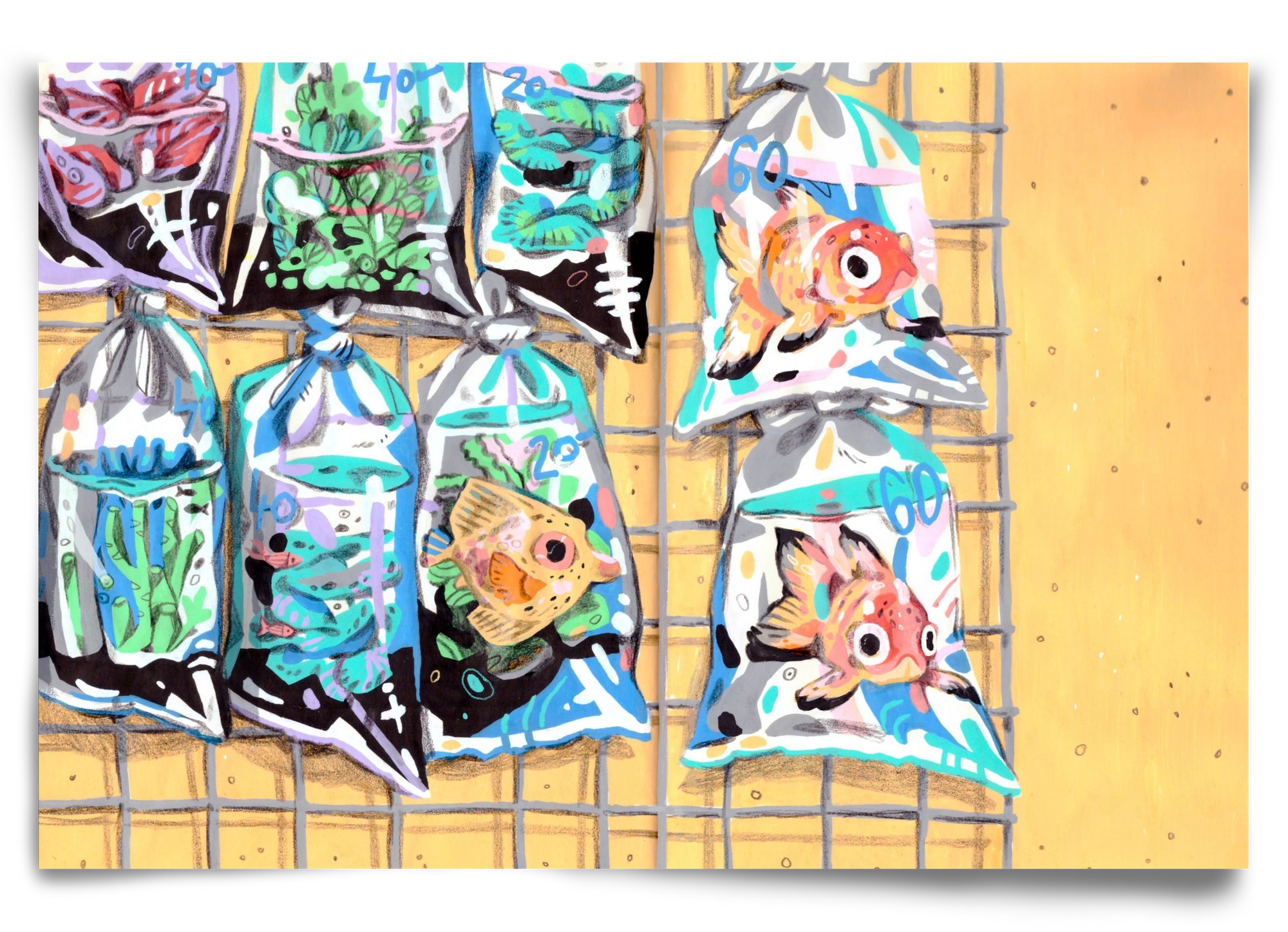 Goldfish market, 90x60 cm, Keret nélkül