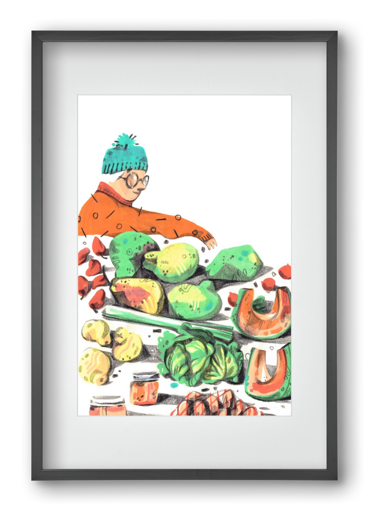 Vegetables, 40x60 cm (30x45 cm), Fekete keret, paszpartuval