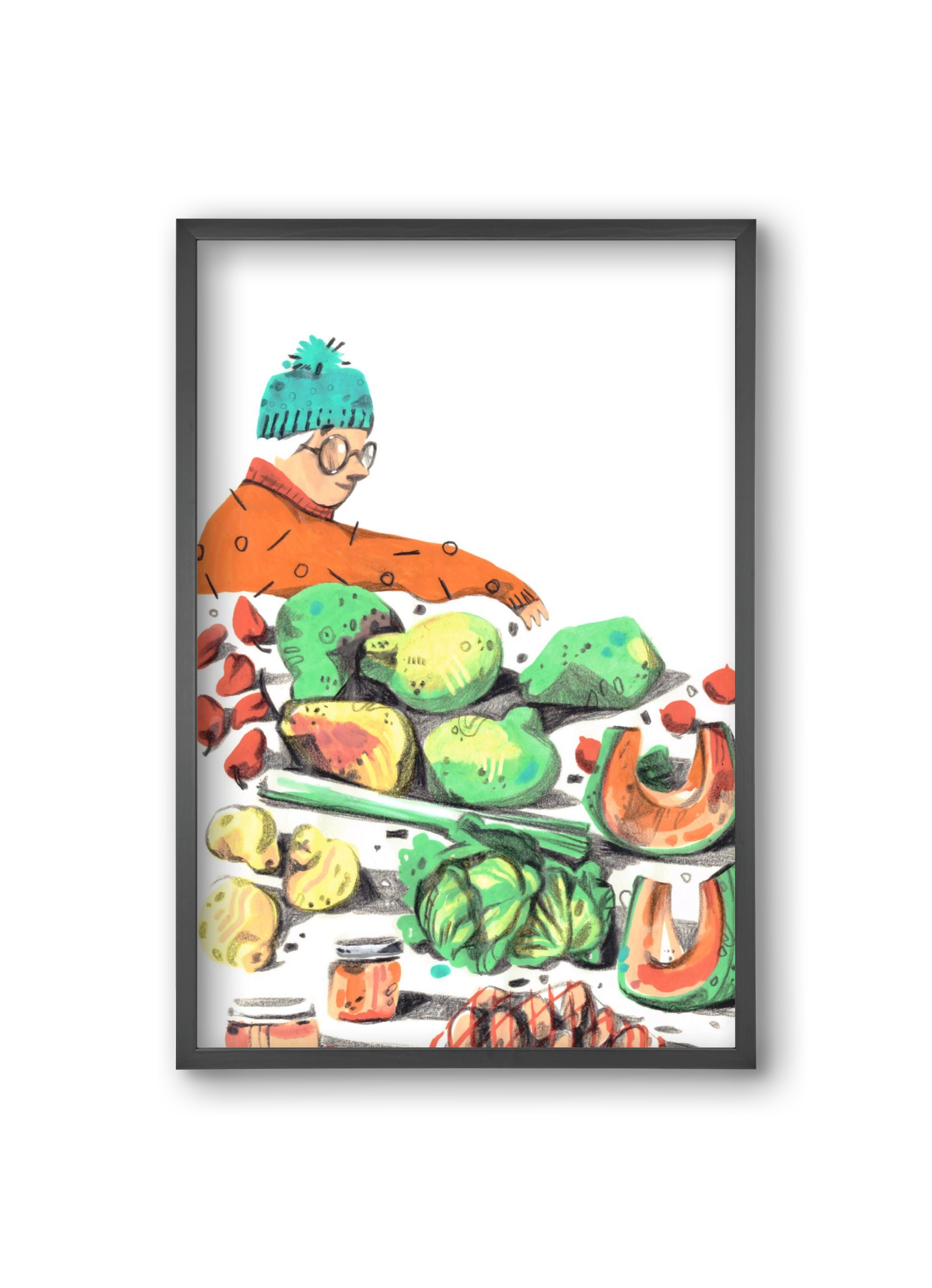 Vegetables, 20x30 cm (20x30 cm), Fekete keret