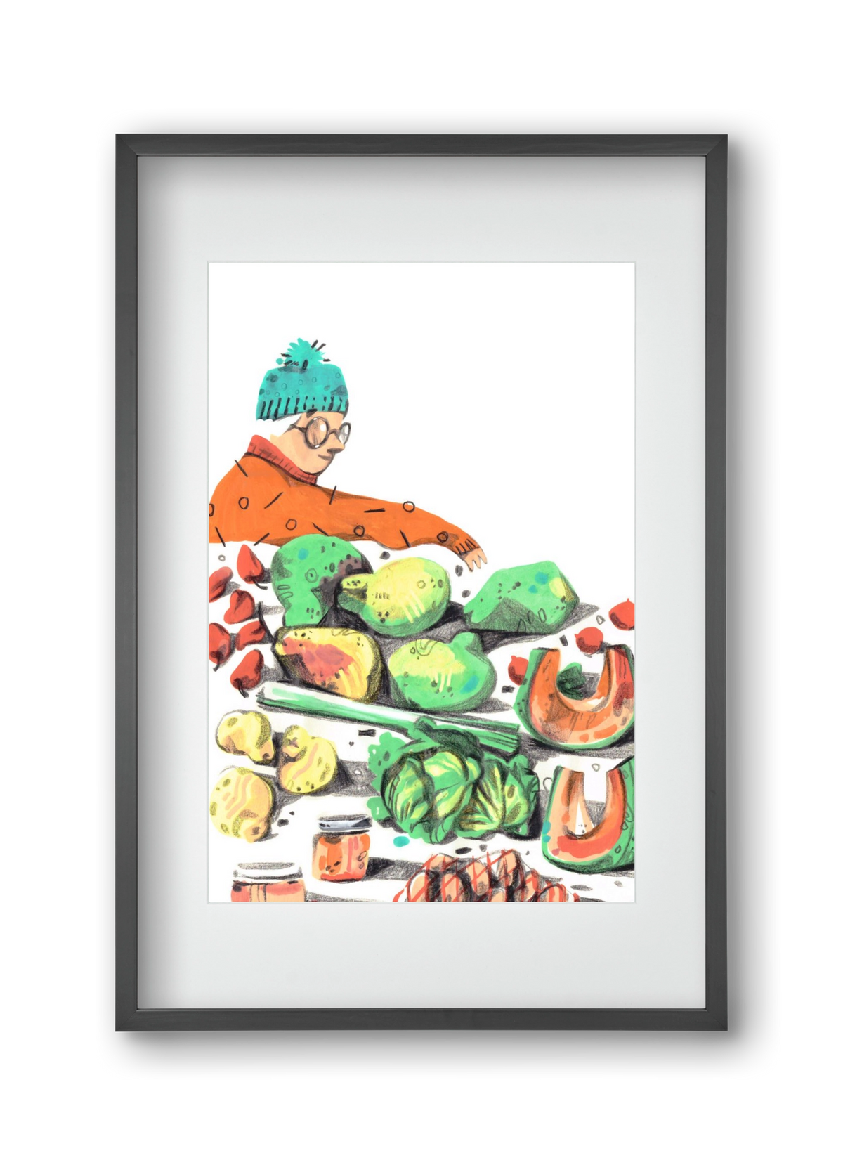 Vegetables, 30x45 cm (20x30 cm), Fekete keret, paszpartuval