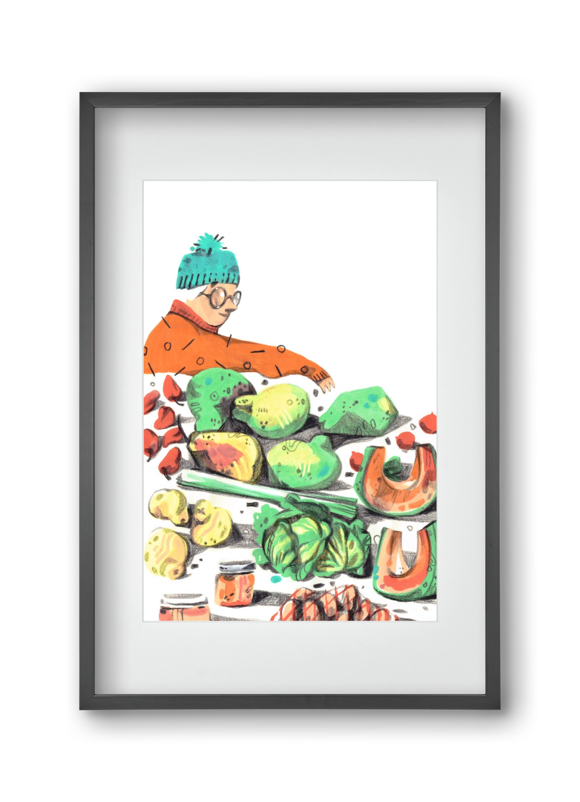 Vegetables, 30x45 cm (20x30 cm), Fekete keret, paszpartuval
