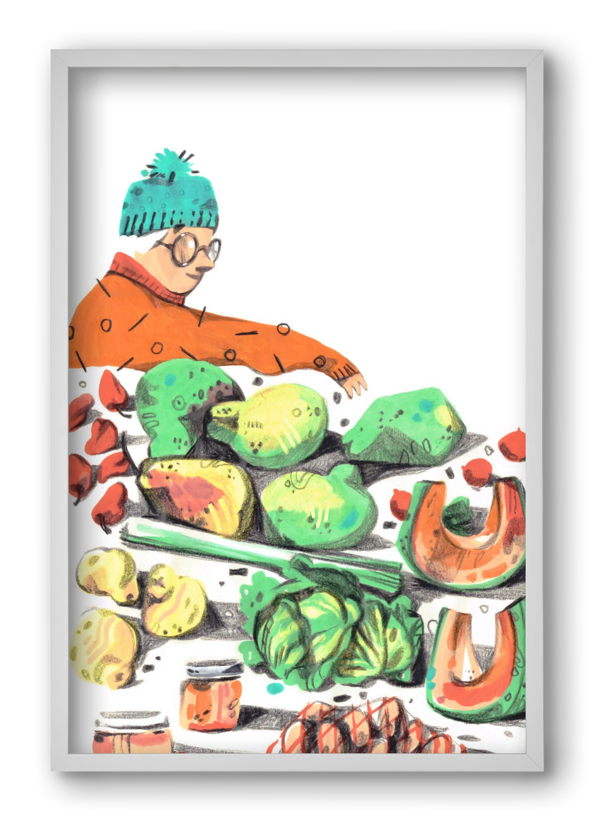 Vegetables, 40x60 cm (40x60 cm), Fehér keret