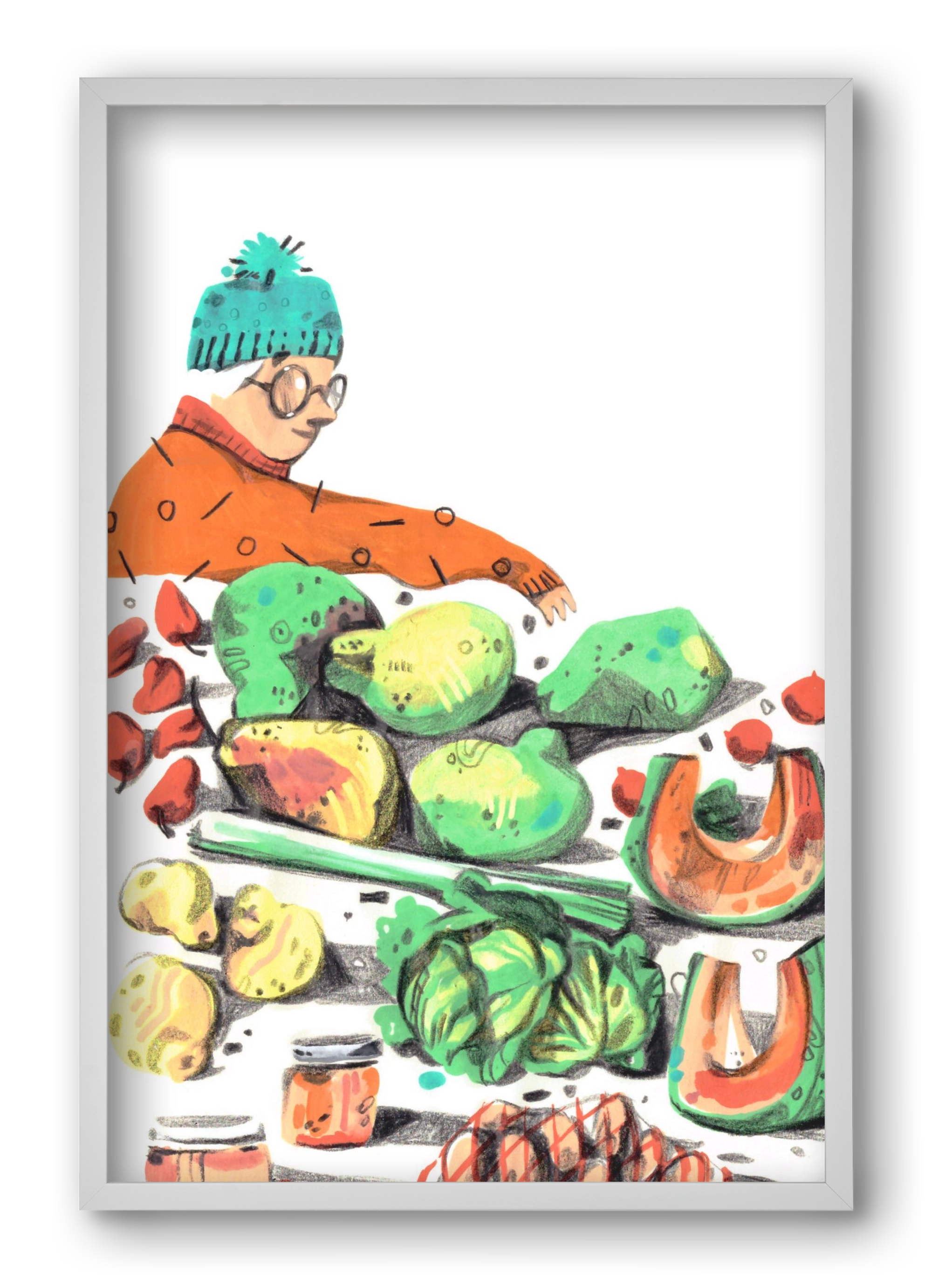 Vegetables, 40x60 cm (40x60 cm), Fehér keret