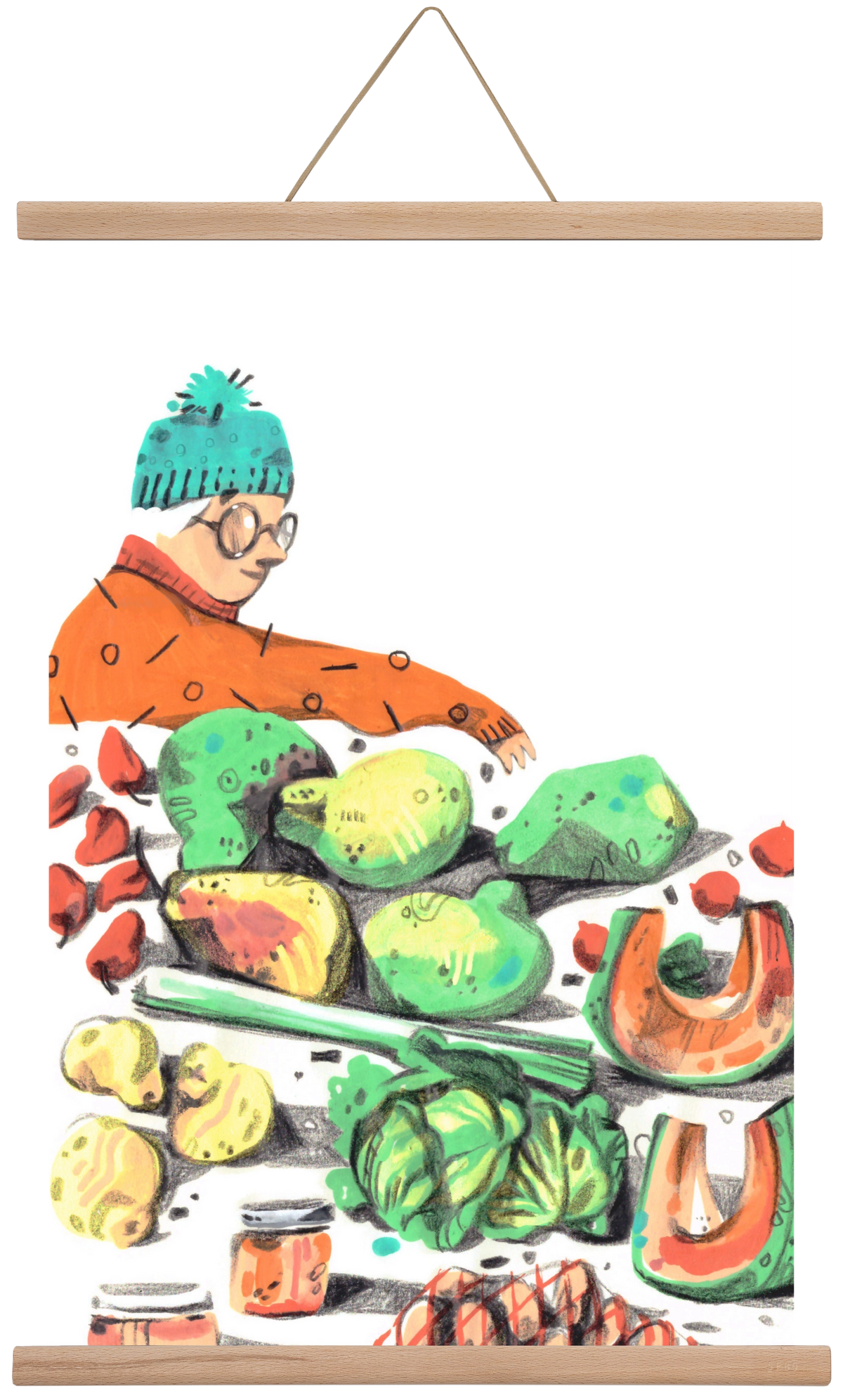 Vegetables, 40x60 cm (40x60 cm), Tölgy akasztó