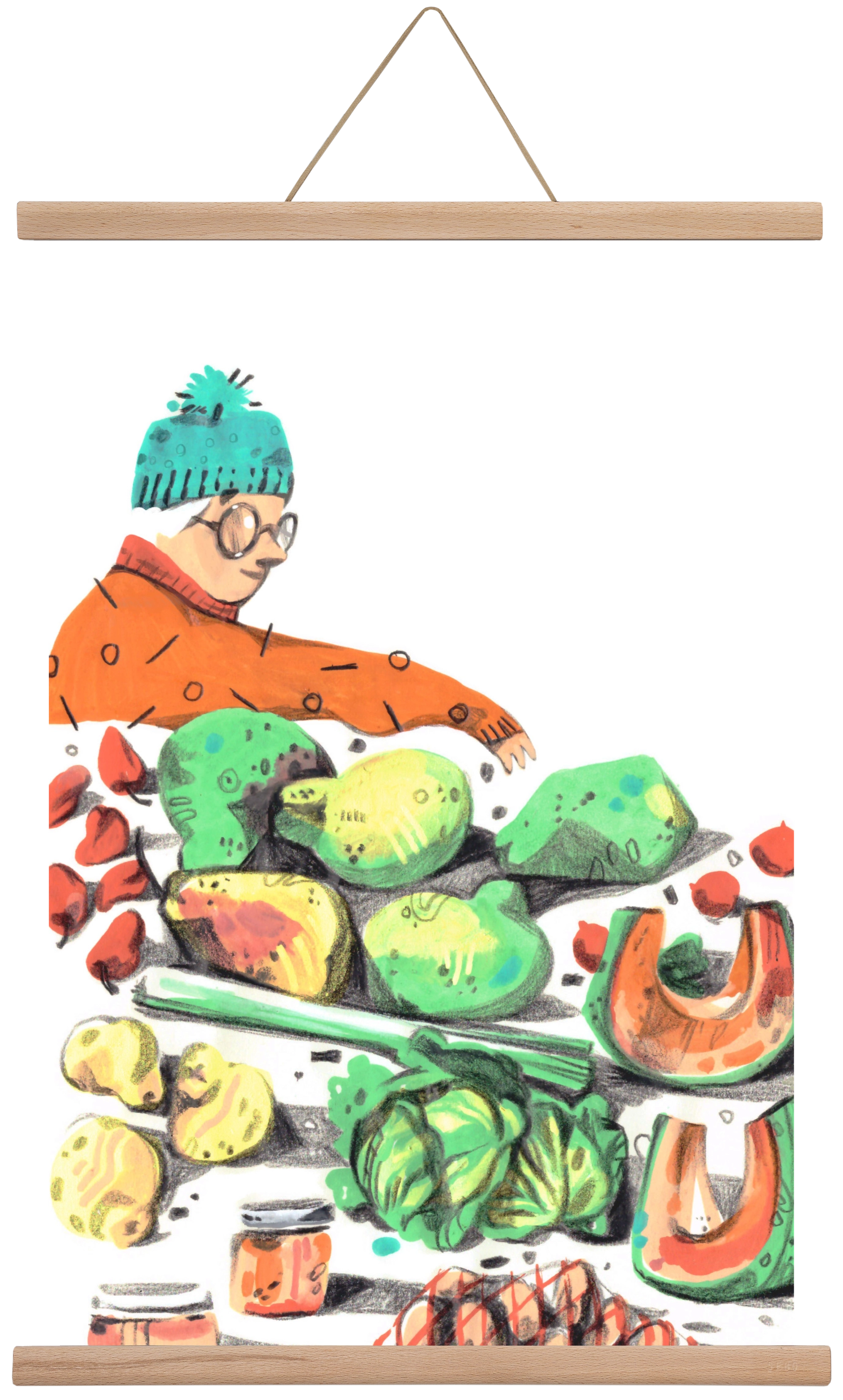 Vegetables, 40x60 cm (40x60 cm), Tölgy akasztó