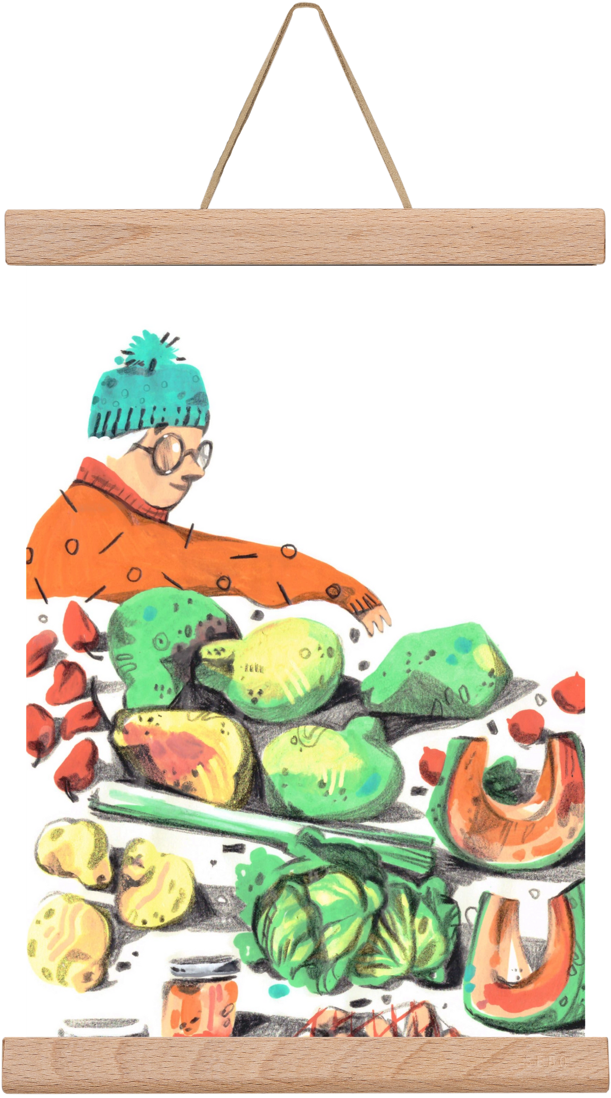 Vegetables, 20x30 cm (20x30 cm), Tölgy akasztó