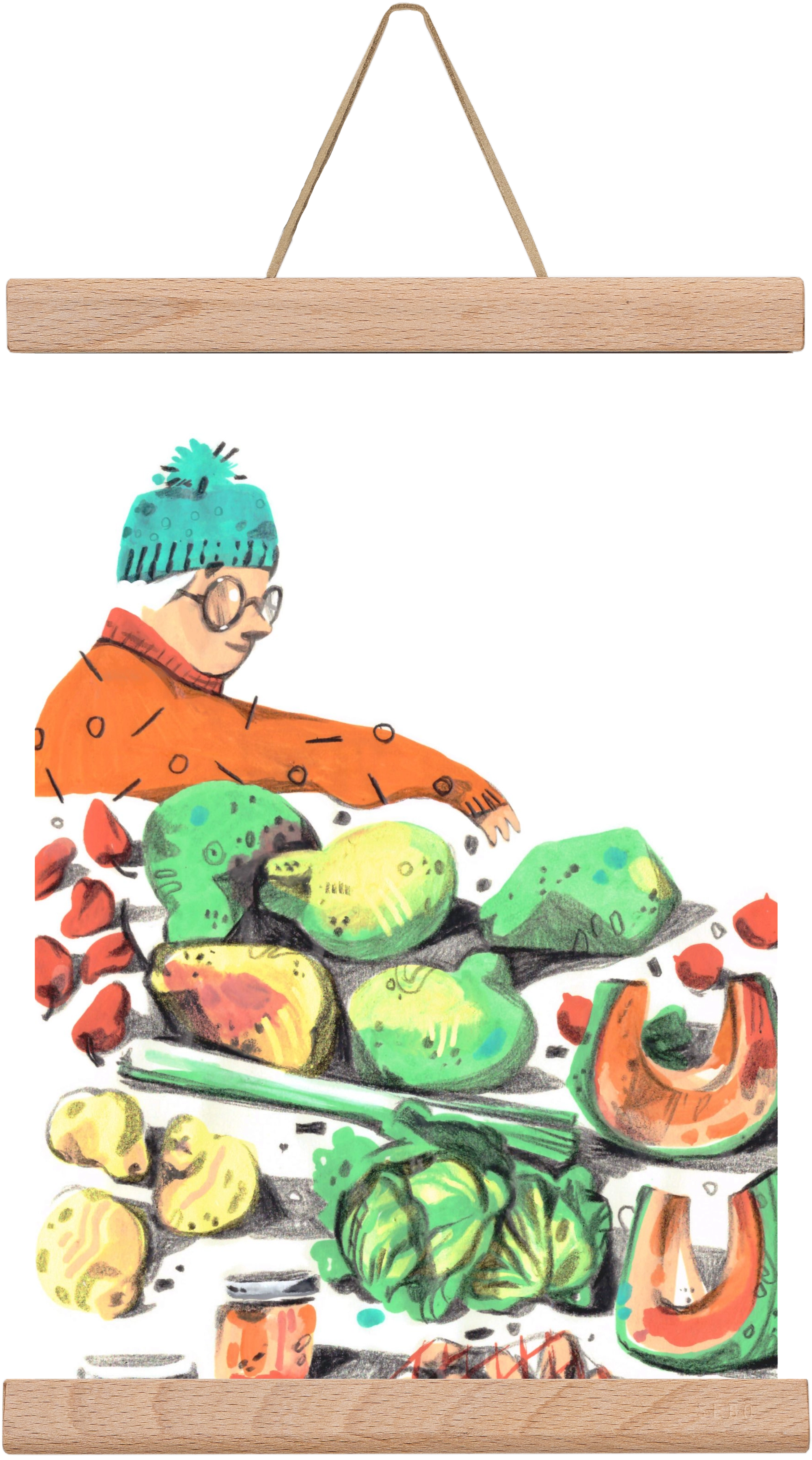 Vegetables, 20x30 cm (20x30 cm), Tölgy akasztó