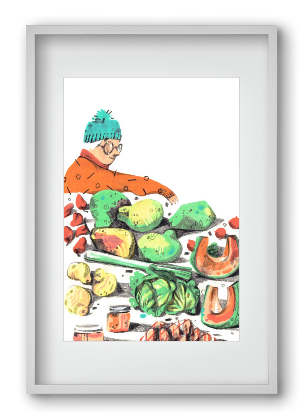 Vegetables, 40x60 cm (30x45 cm), Fehér keret, paszpartuval