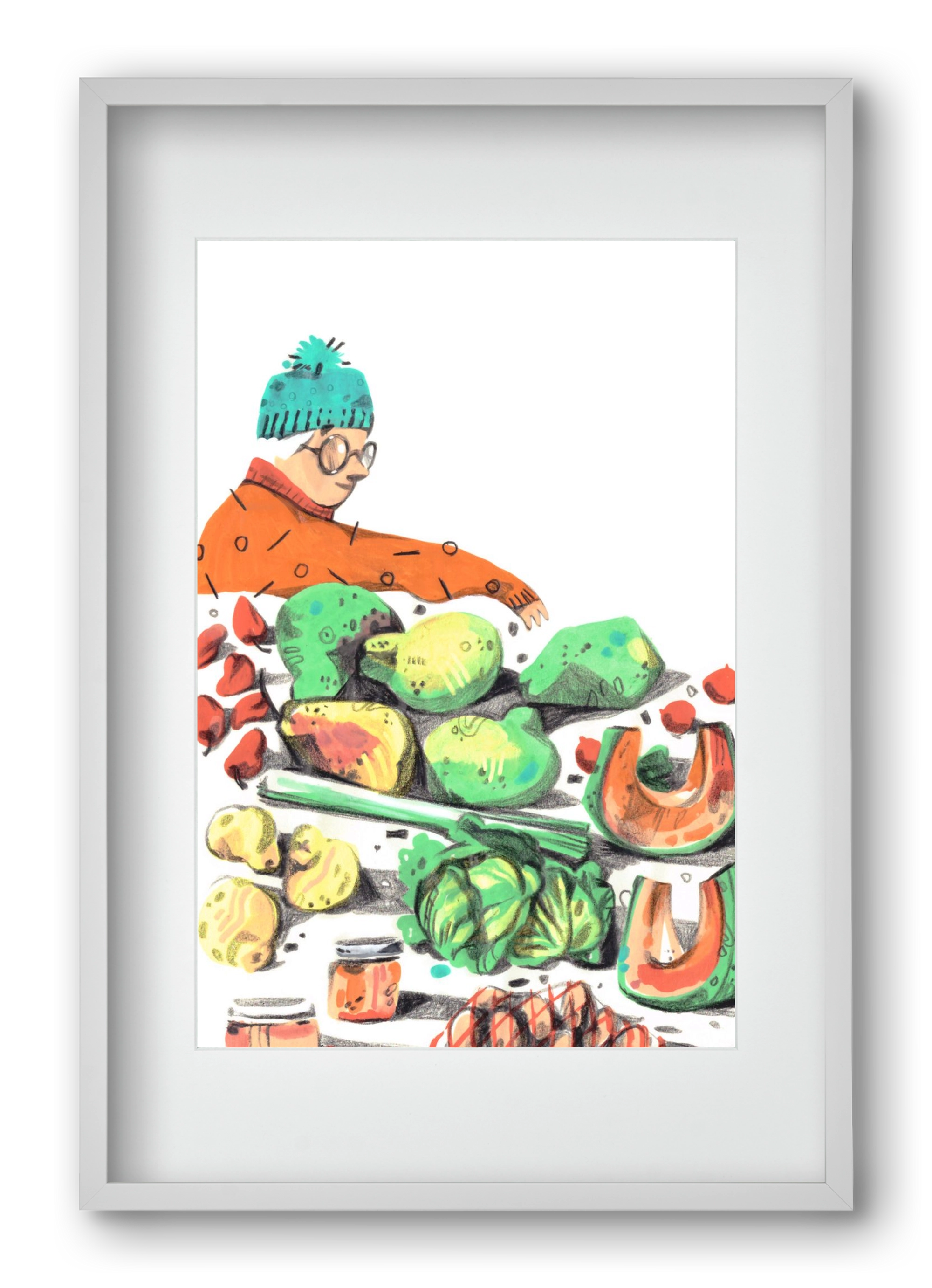 Vegetables, 40x60 cm (30x45 cm), Fehér keret, paszpartuval